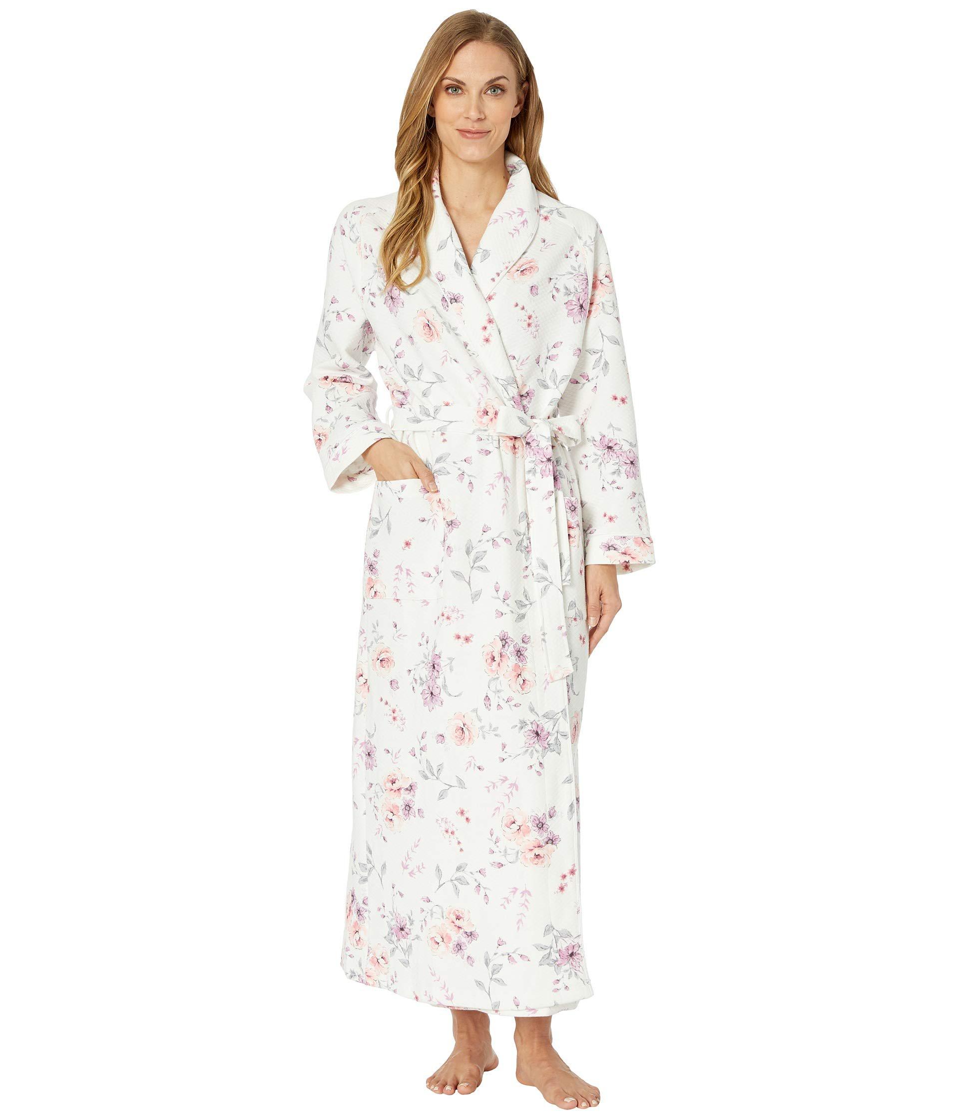 Carole Hochman Diamond Quilt Wrap Robe (multi Rose Floral) Women's Robe
