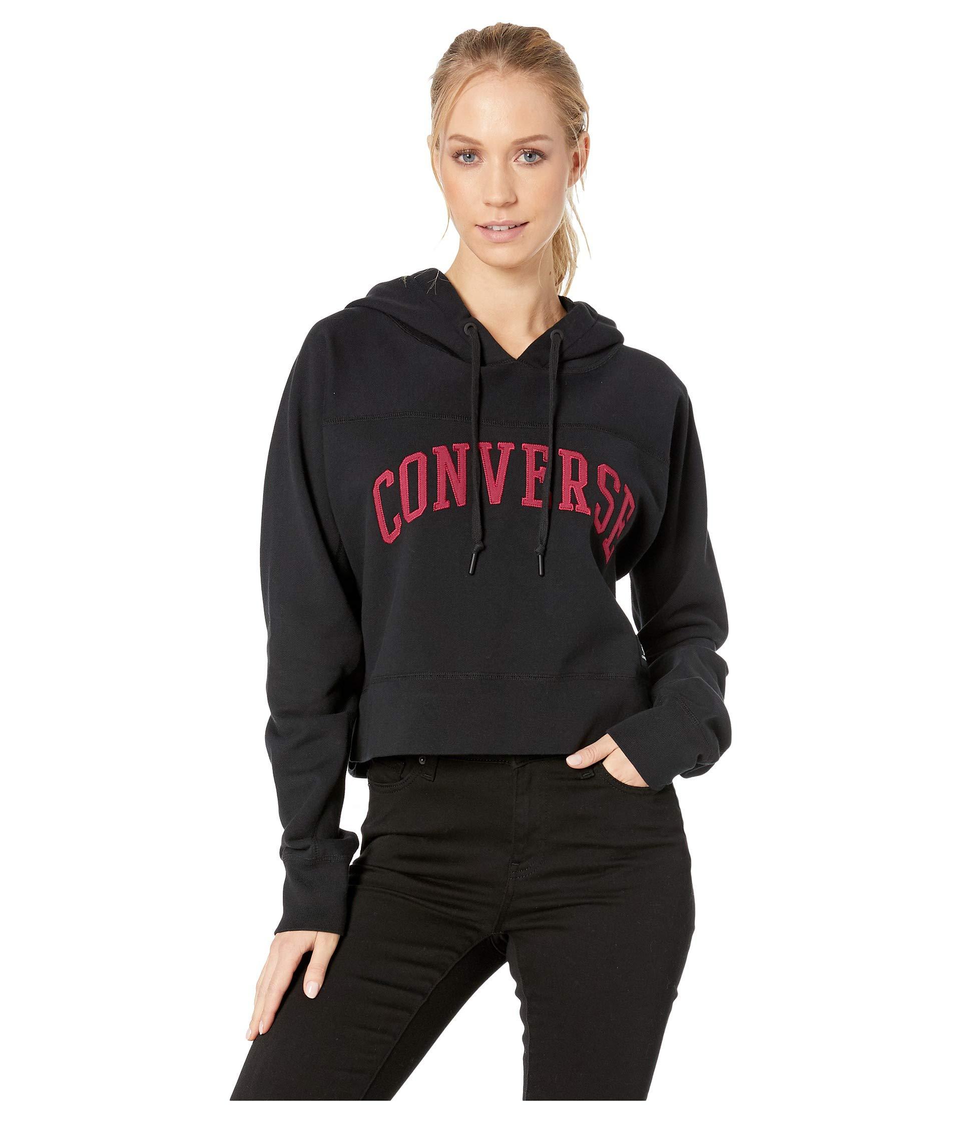 Converse Cotton Essentials Mid Pullover Hoodie in Black - Lyst