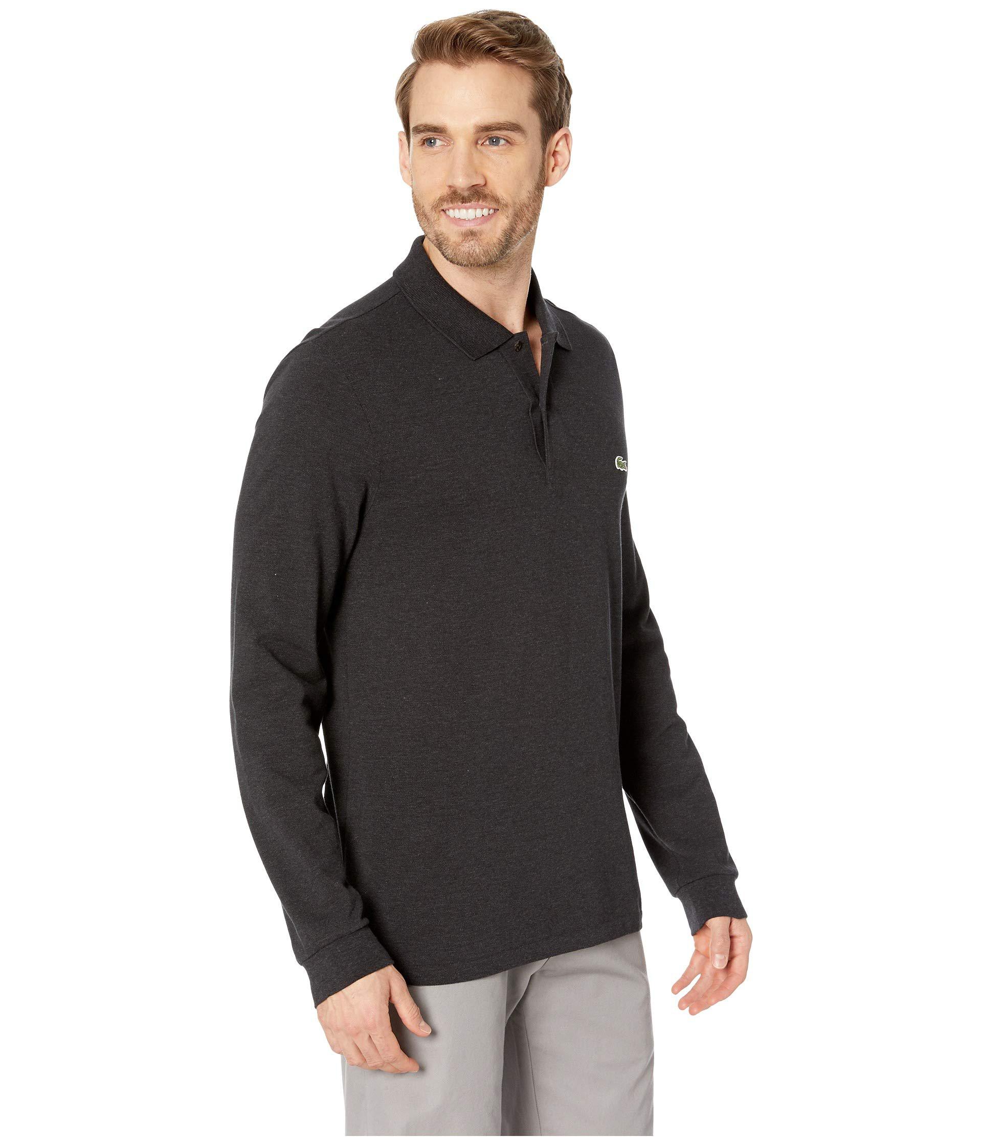 Lacoste Long Sleeve Classic Chine Pique Polo (lightning Chine) Men's Long  Sleeve Pullover in Black for Men | Lyst