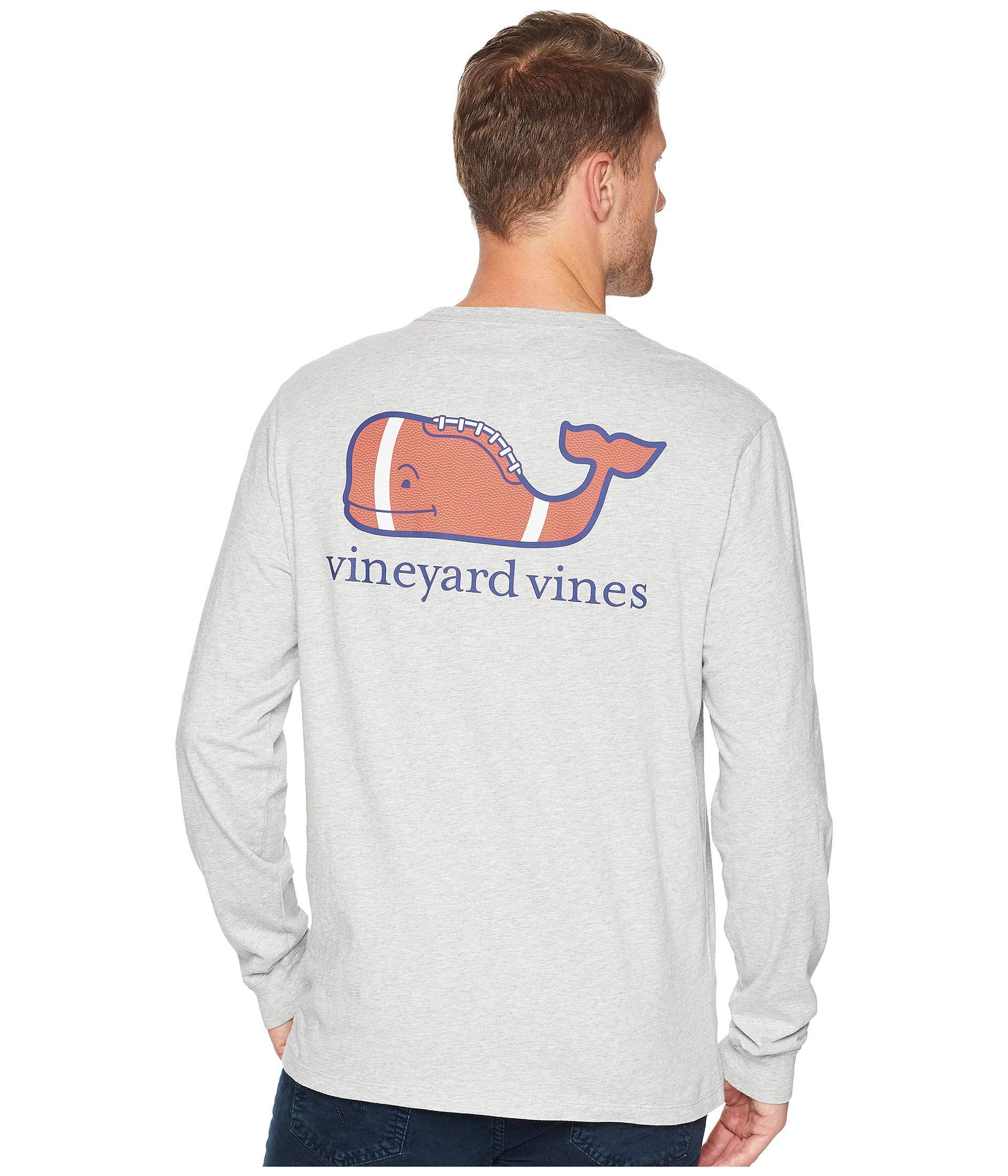 Vineyard Vines Cotton Long Sleeve Heather Football Whale Pocket Tee ...