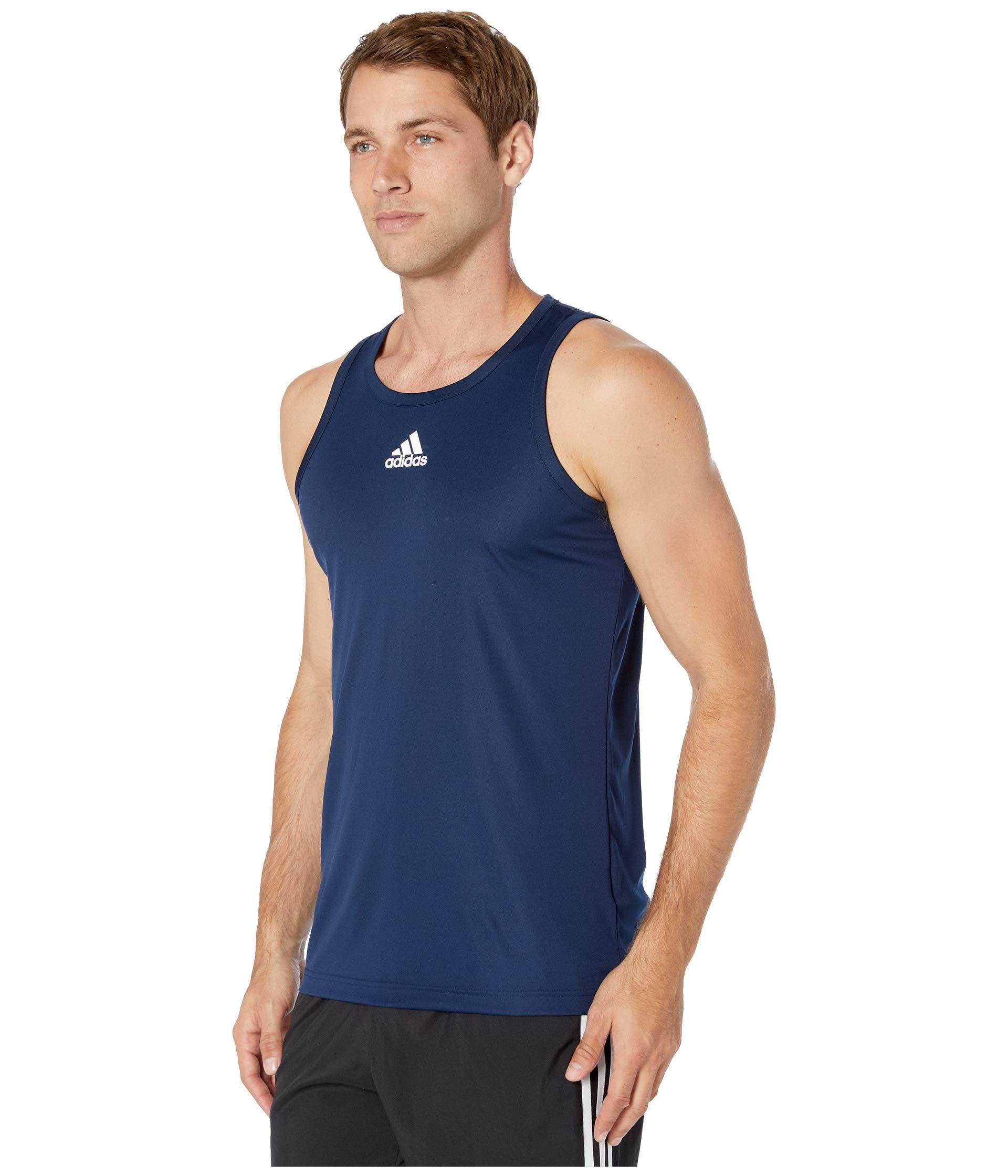 adidas Synthetic Heathered 3g Tank in Navy (Blue) for Men - Lyst