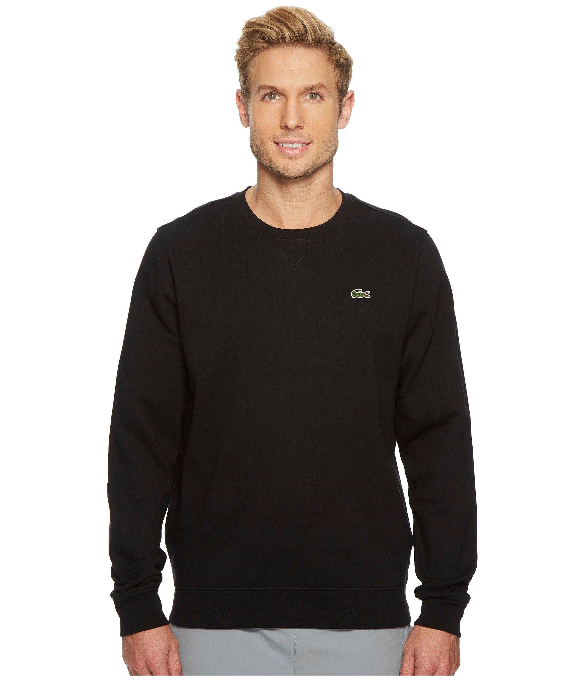 Lacoste Sport Crew Neck Fleece Sweatshirt in Black for Men - Lyst