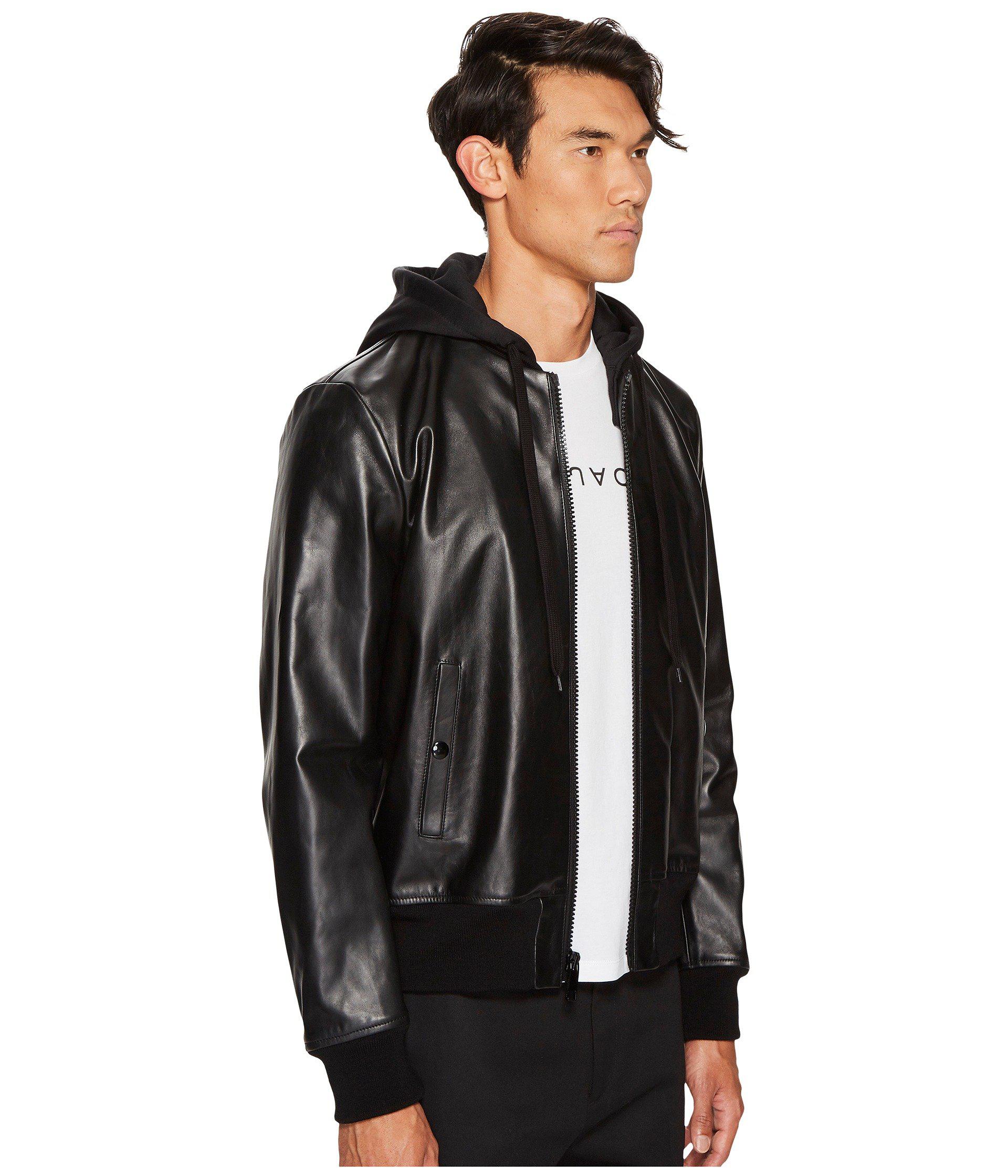Download Marc Jacobs Hooded Leather Jacket in Black for Men - Lyst