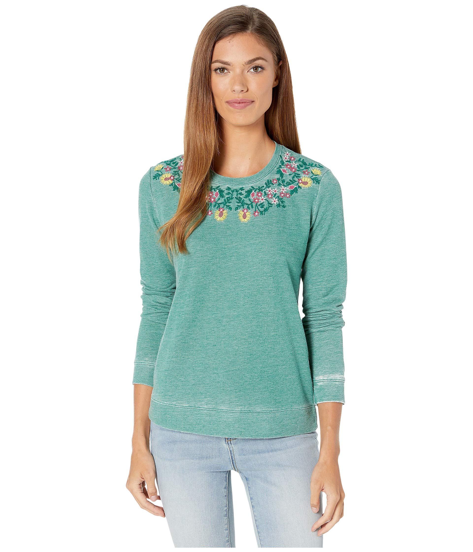 Lucky Brand Embroidered Novelty Sweatshirt in Green Lyst