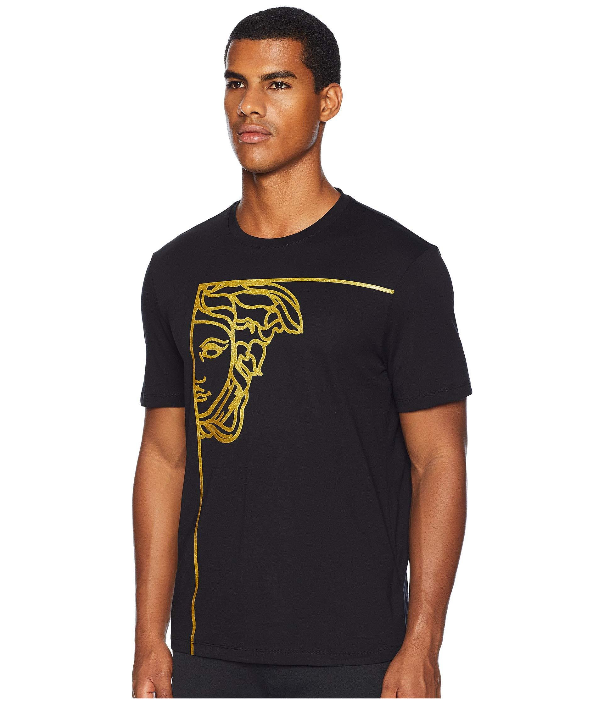 Versace Cotton Gold Half Medusa Tee (black/gold) Men's T Shirt for Men |  Lyst