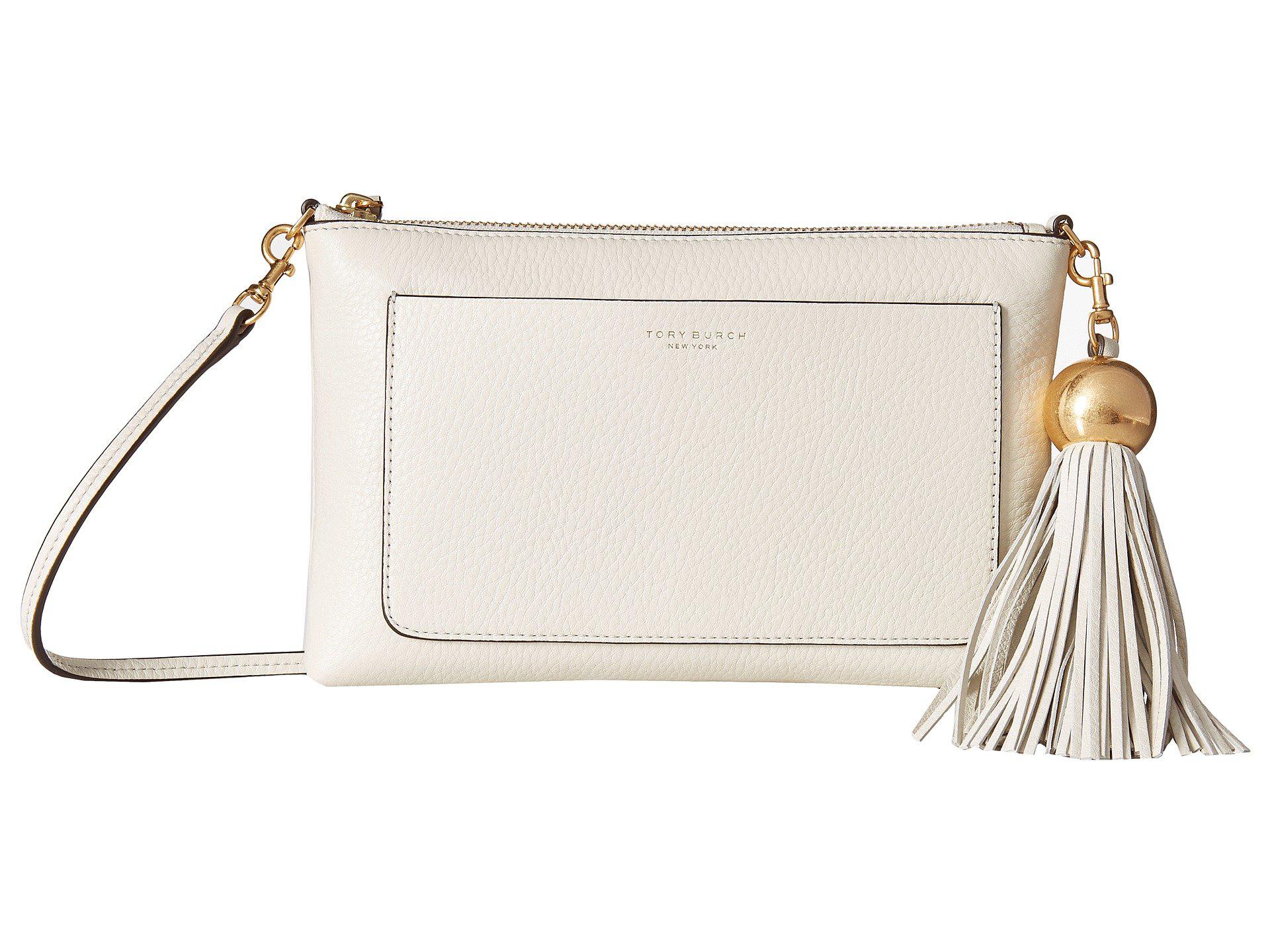 Tory Burch Leather Tassel Crossbody (new Ivory) Cross Body Handbags in White Lyst