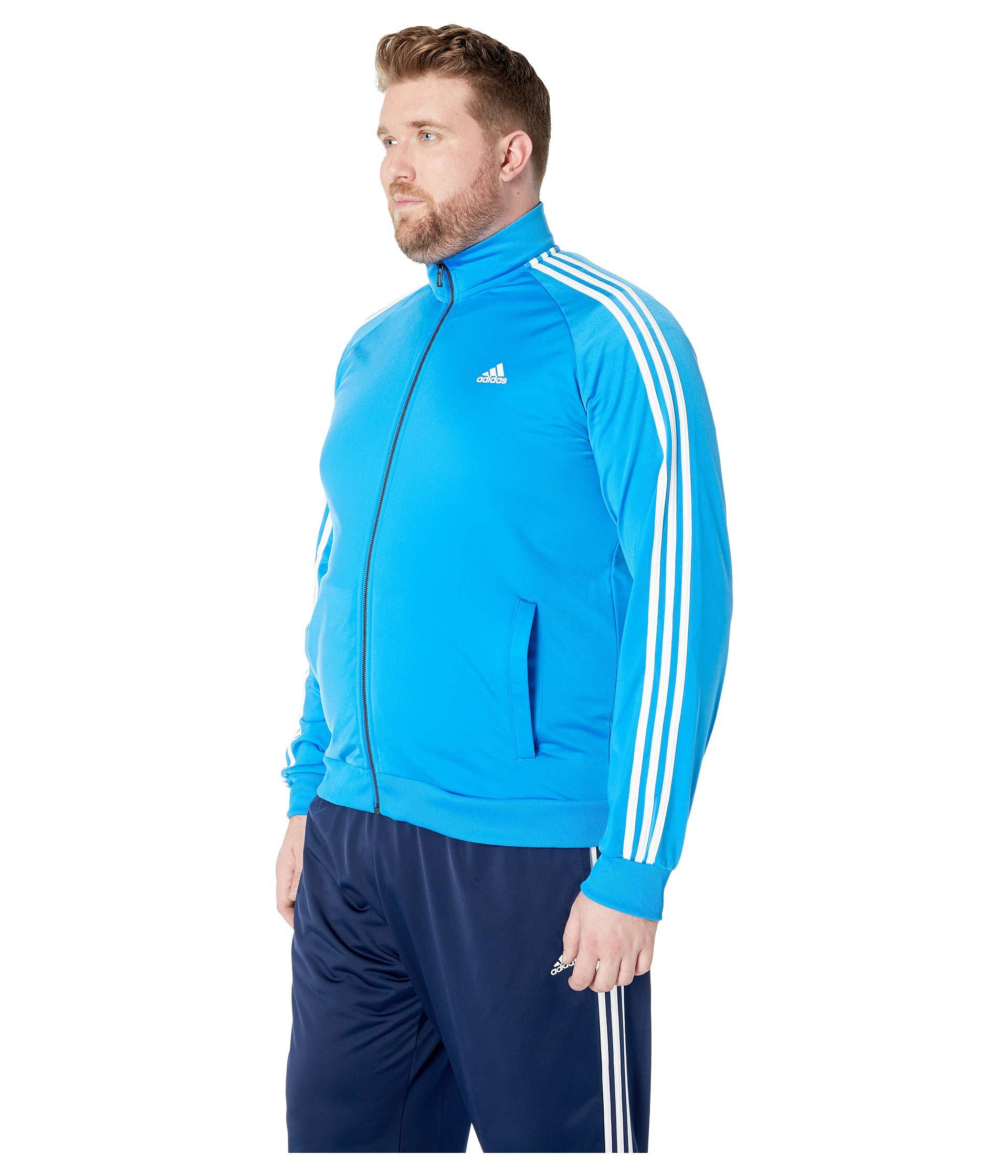 light blue adidas jacket with white stripes