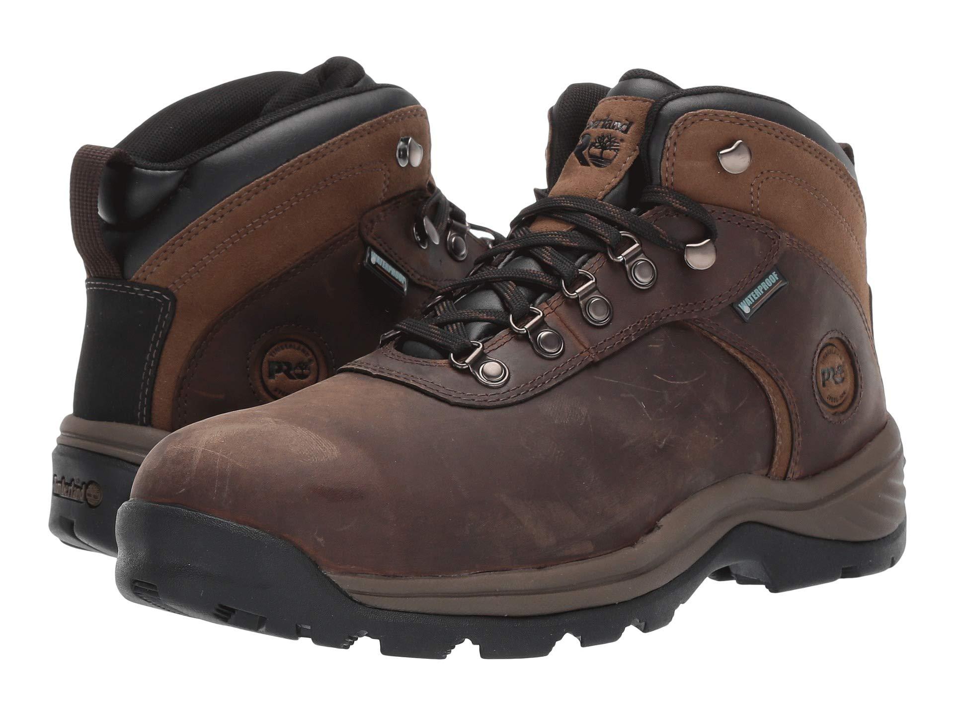 Timberland Leather Flume Mid Work Steel Safety Toe Waterproof in Brown