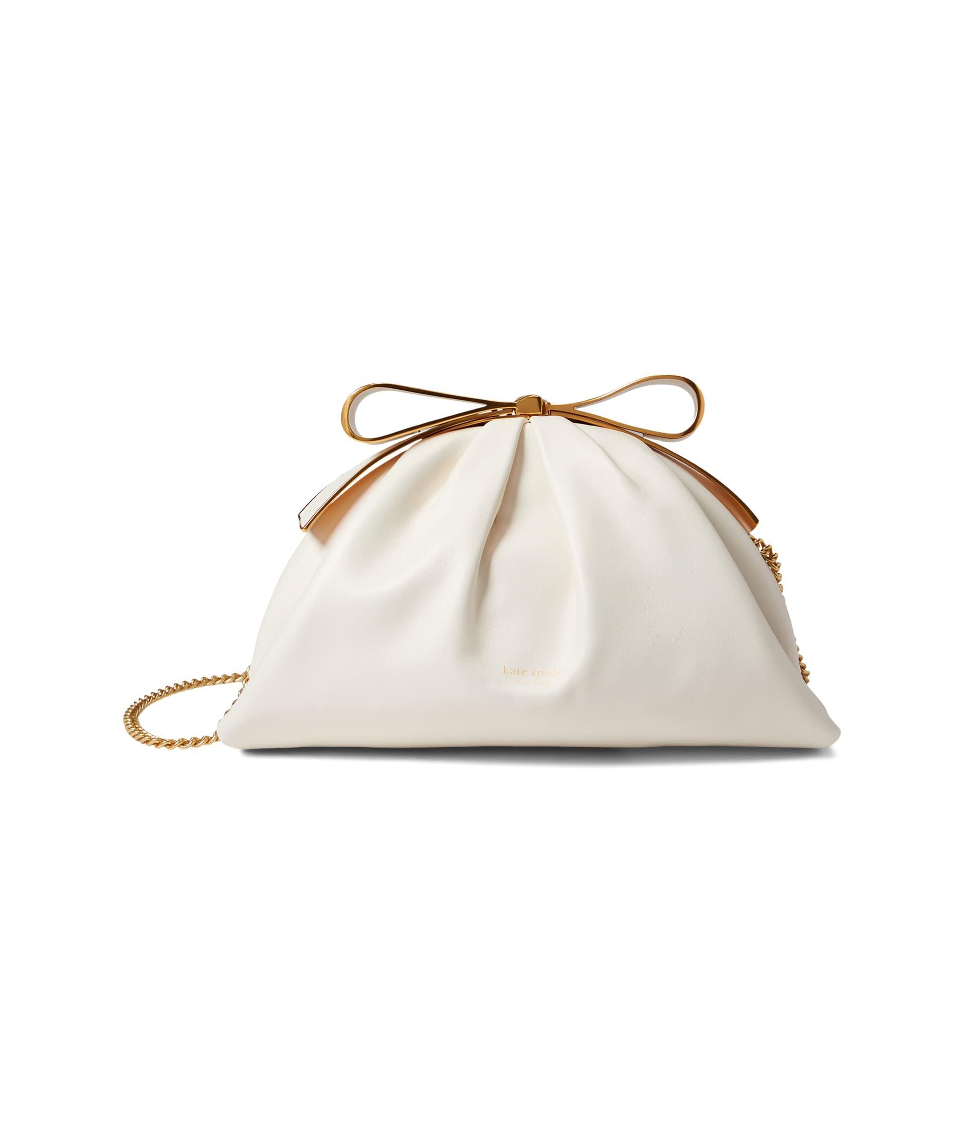 Kate Spade Bridal Pearlized Smooth Leather Bow Frame Clutch in White | Lyst