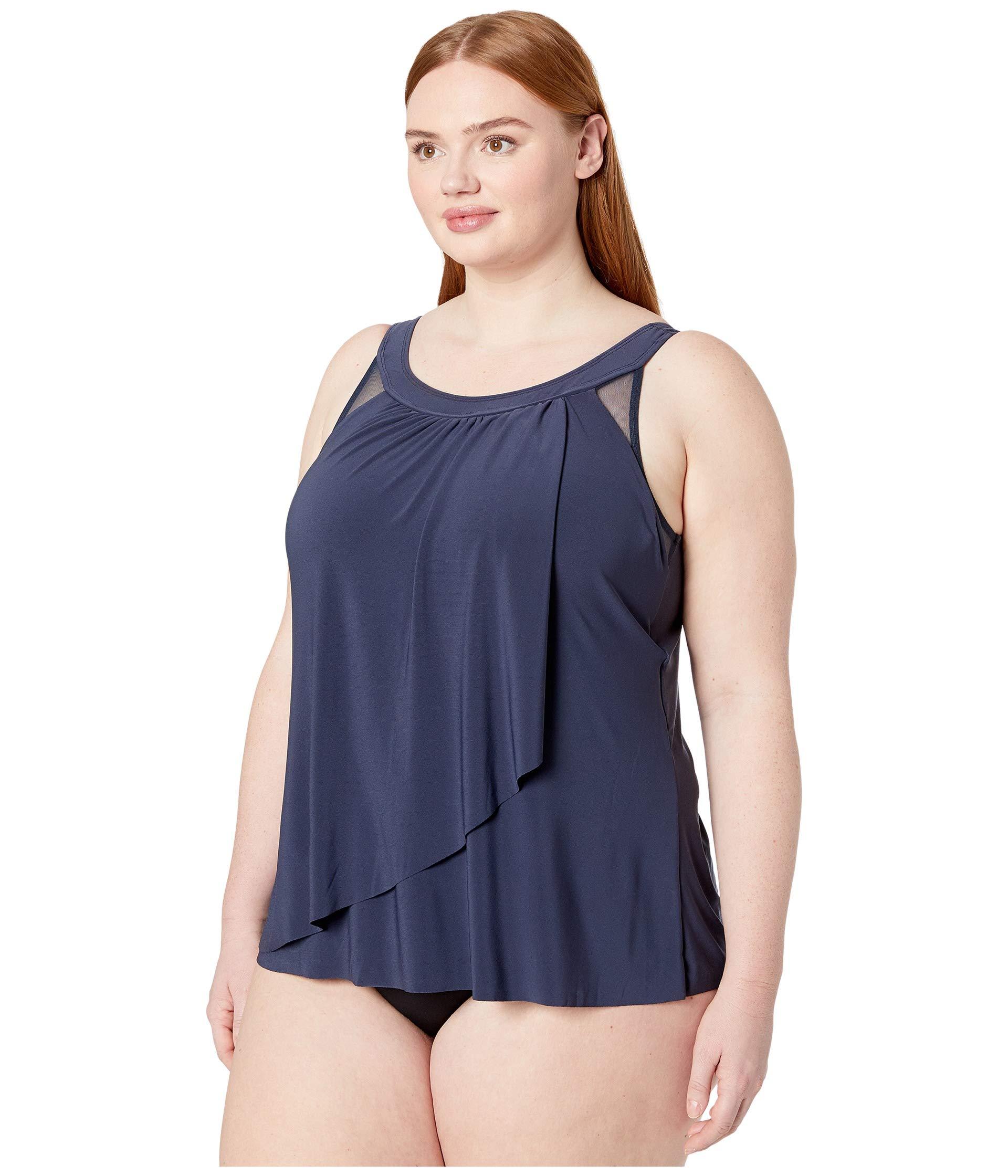 Miraclesuit Synthetic Plus Size Illusionist Solid Ursula Top in Blue - Lyst