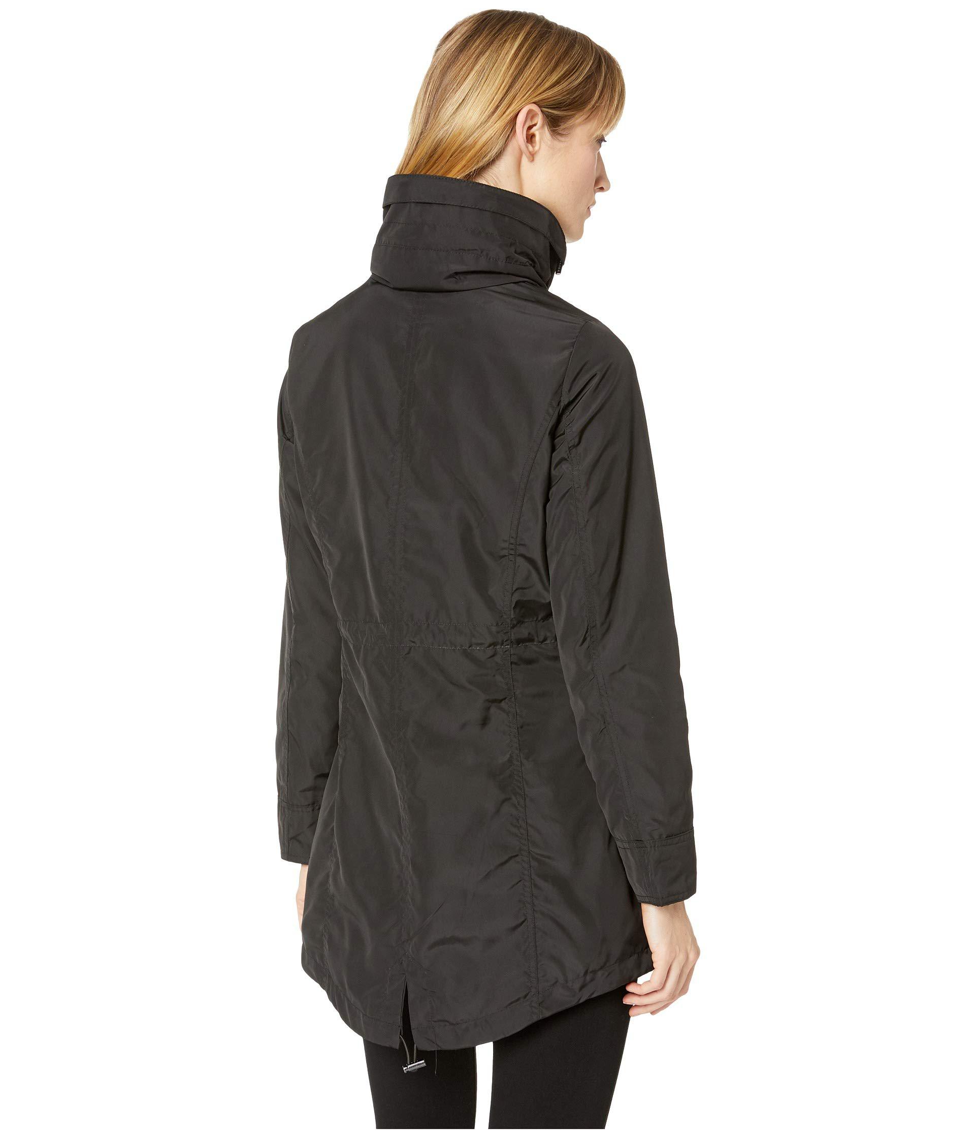 MICHAEL Michael Kors Synthetic Snap Front Multi Pocket Rain Jacket M322930gz (black) Women's