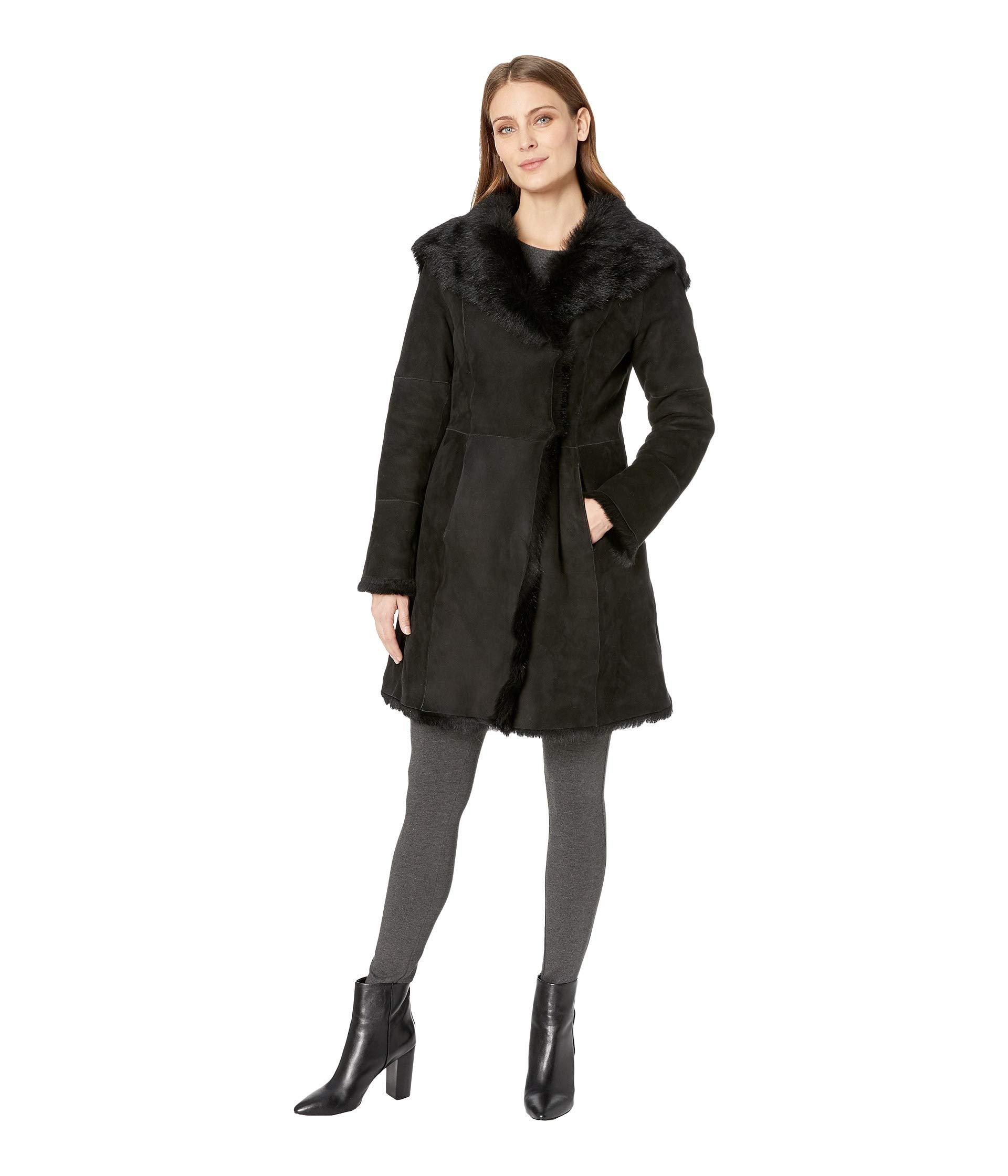 UGG Fur Vanesa Toscana Shearling Coat in Black - Lyst