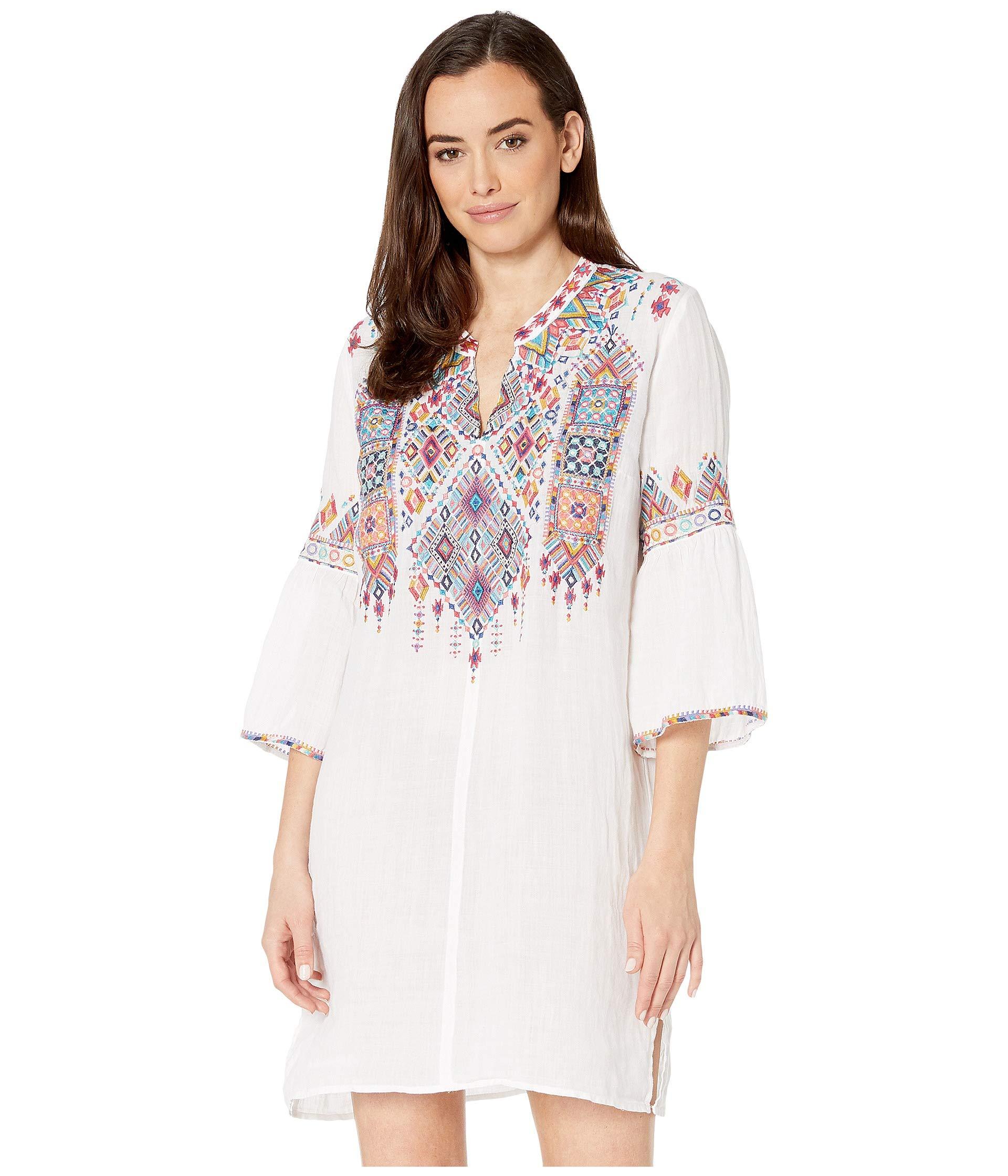 Johnny Was Synthetic Shankara Flare Sleeve Tunic Dress in White - Lyst