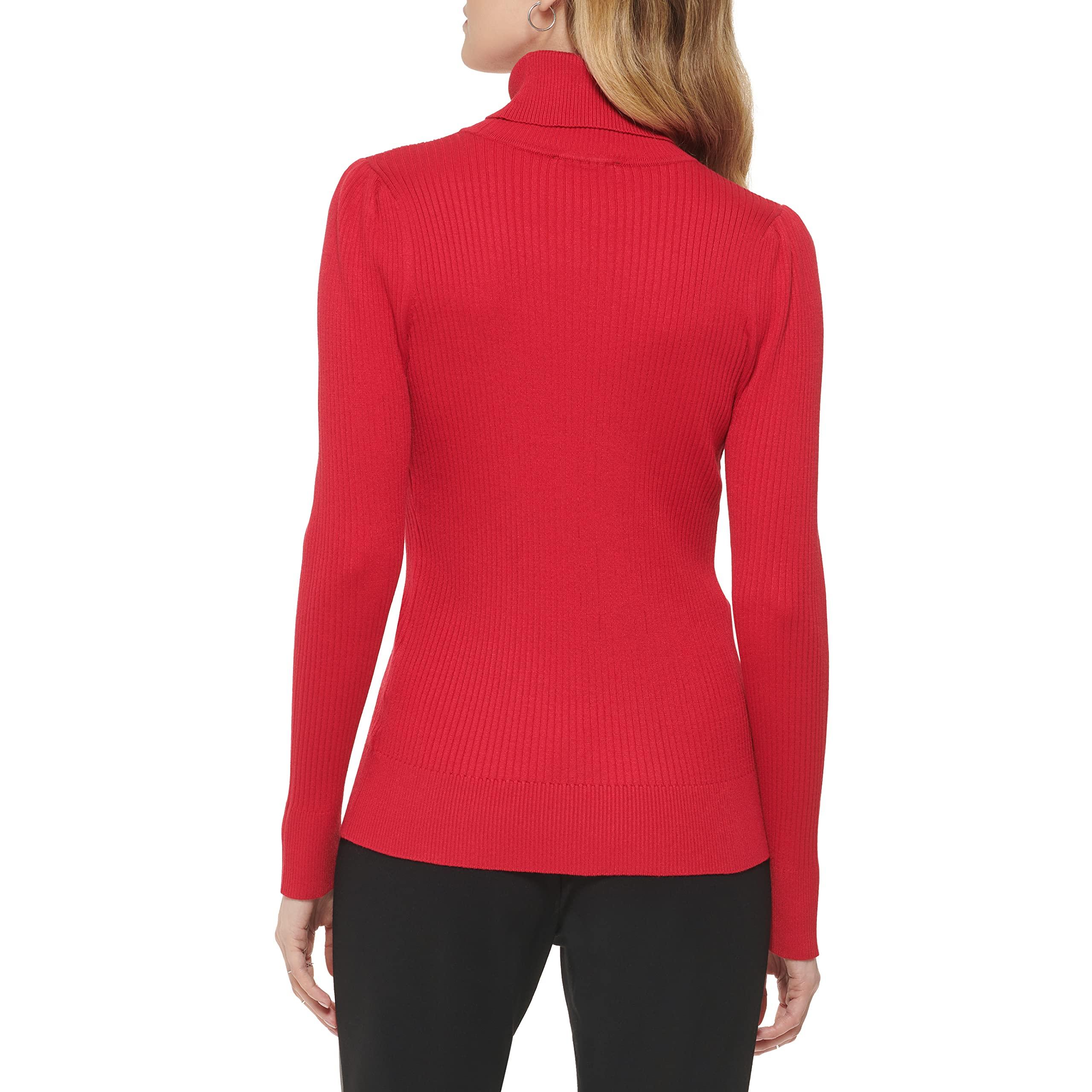 dkny solid ribbed turtleneck sweater