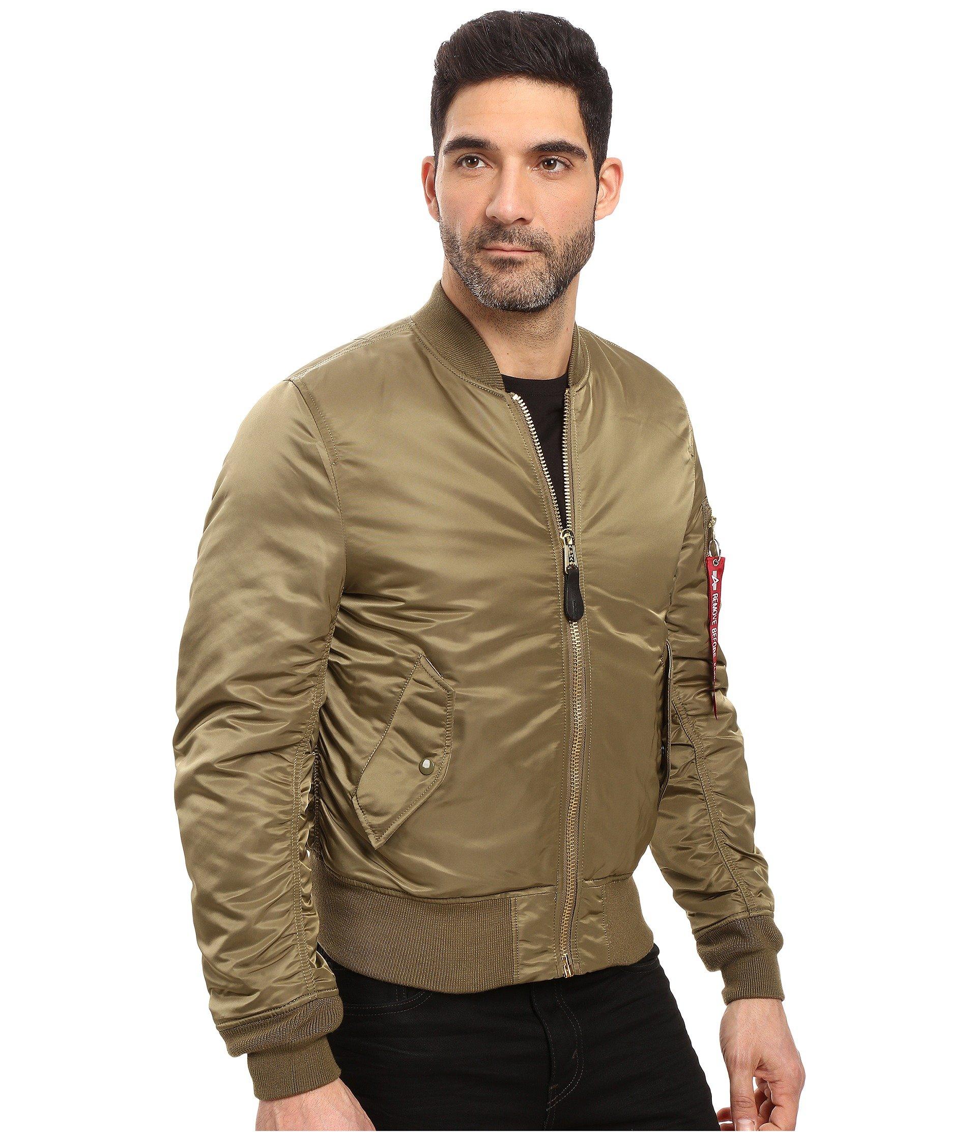 Alpha Industries Synthetic Ma 1 Slim Fit Flight Jacket Blue No 9 Men S Coat In Vintage Olive Brown For Men Lyst