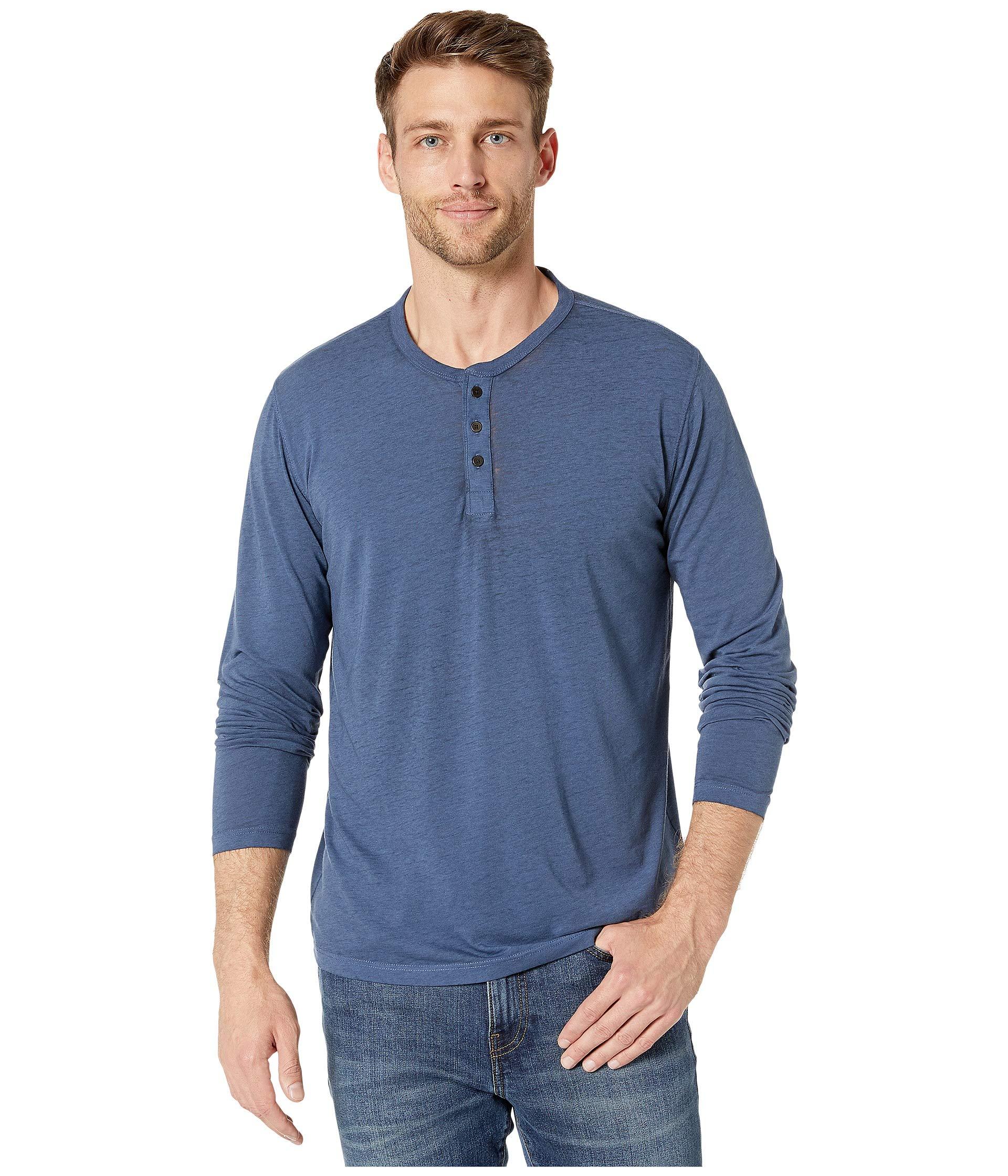 Lucky Brand Cotton Venice Burnout Henley in Blue for Men - Lyst