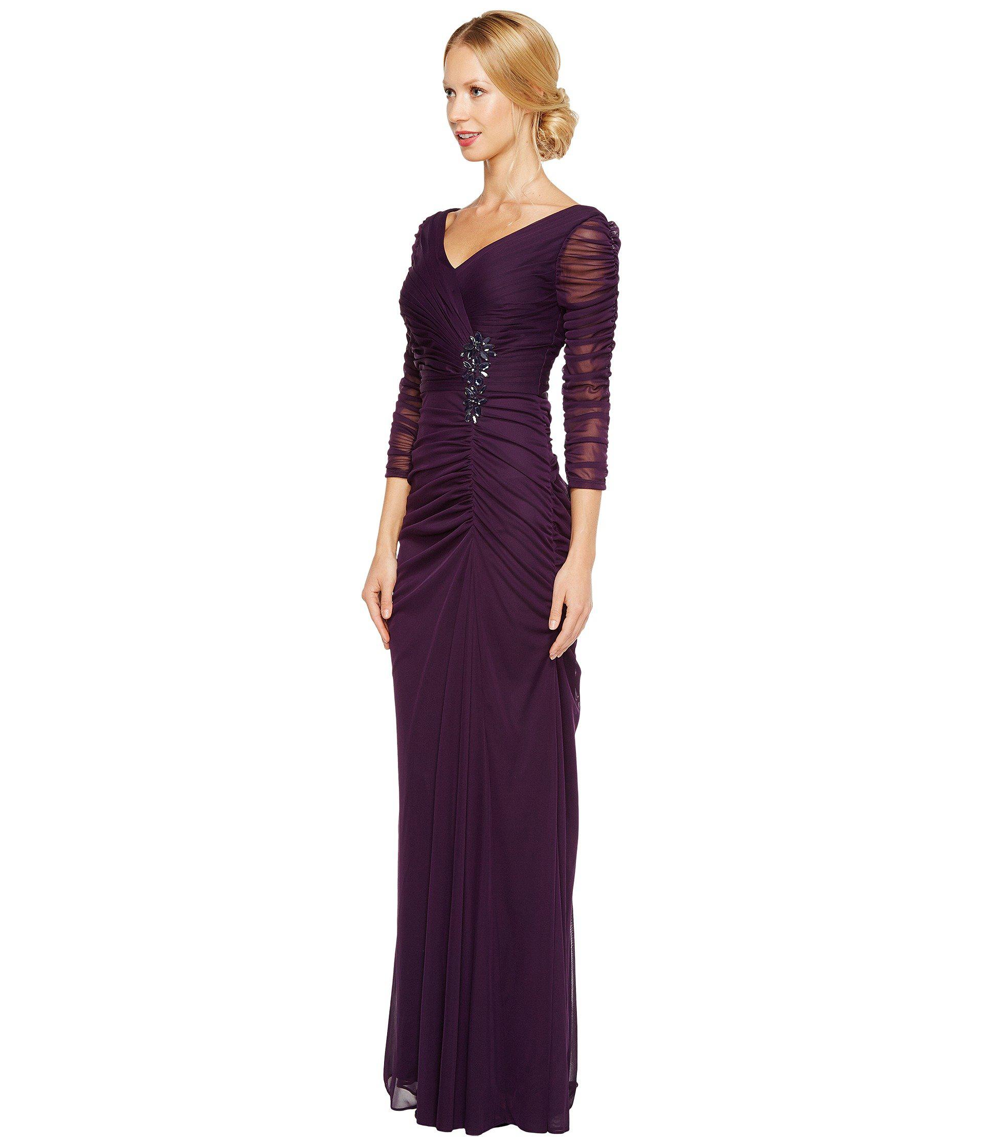Adrianna Papell Synthetic Drape Covered Gown In Purple Lyst