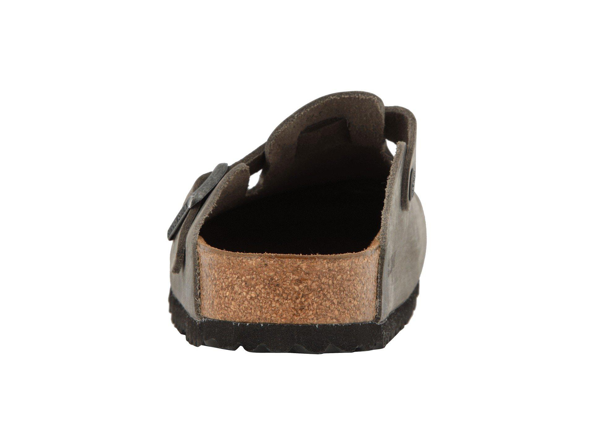 Birkenstock Suede Boston Soft Footbed (iron Oiled Leather) Clog Shoes ...