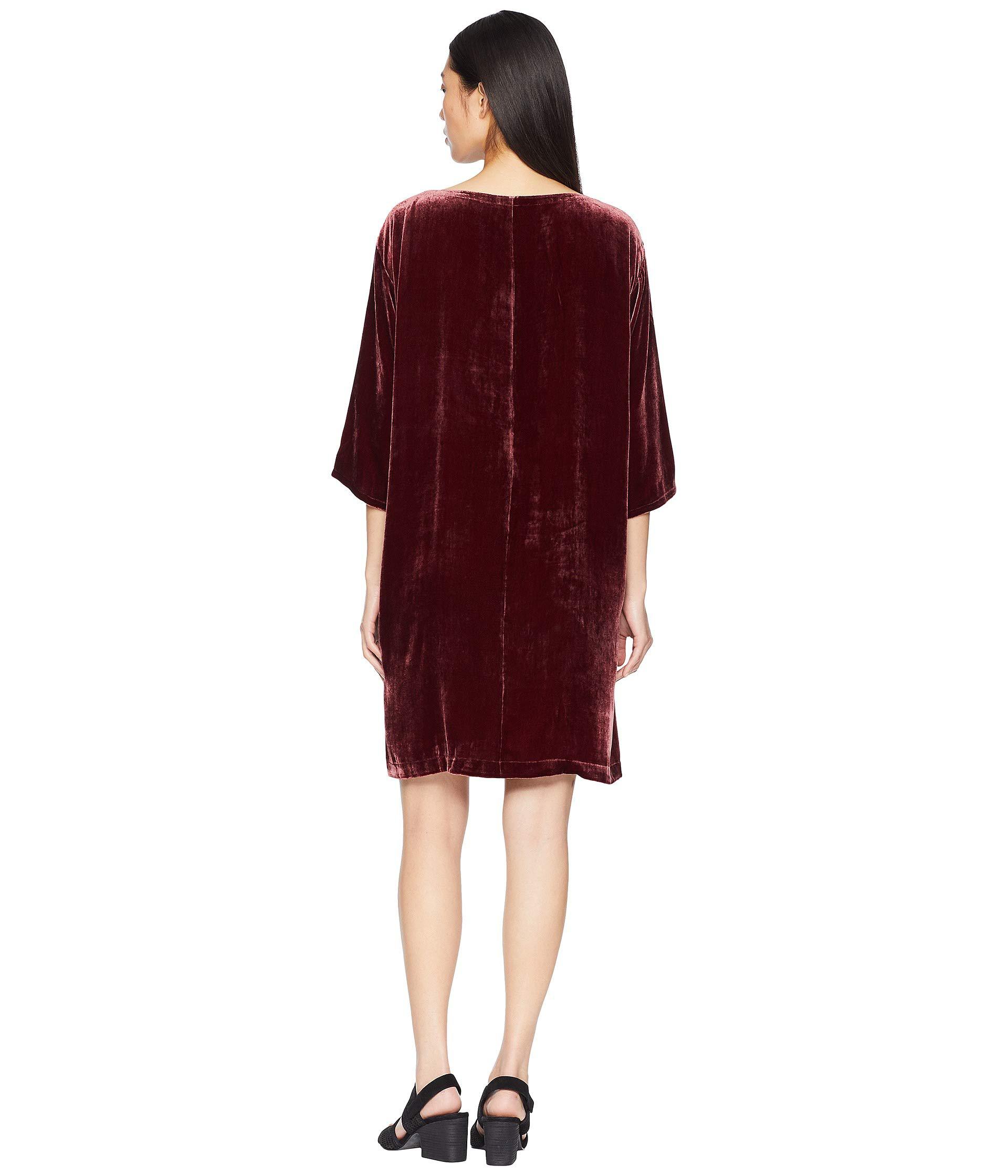 eileen fisher velvet bateau neck dress