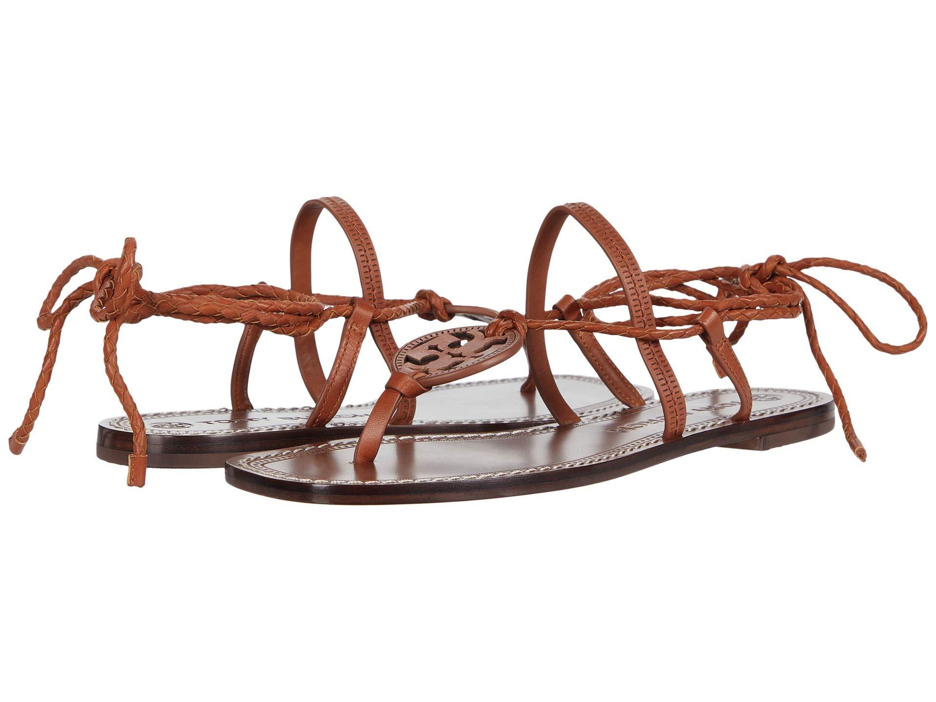 tory burch miller braided ankle tie logo sandal