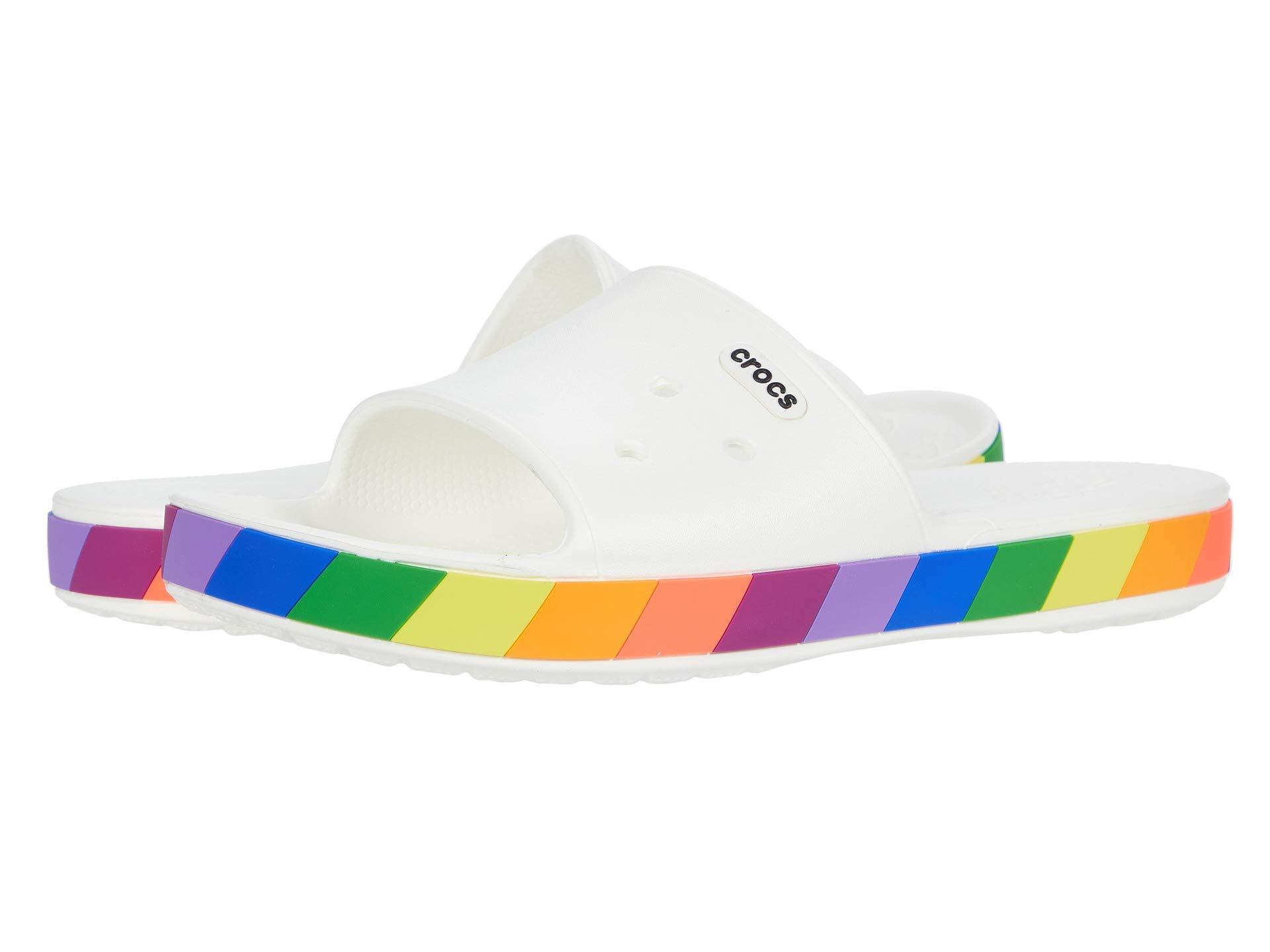 white crocs rainbow band