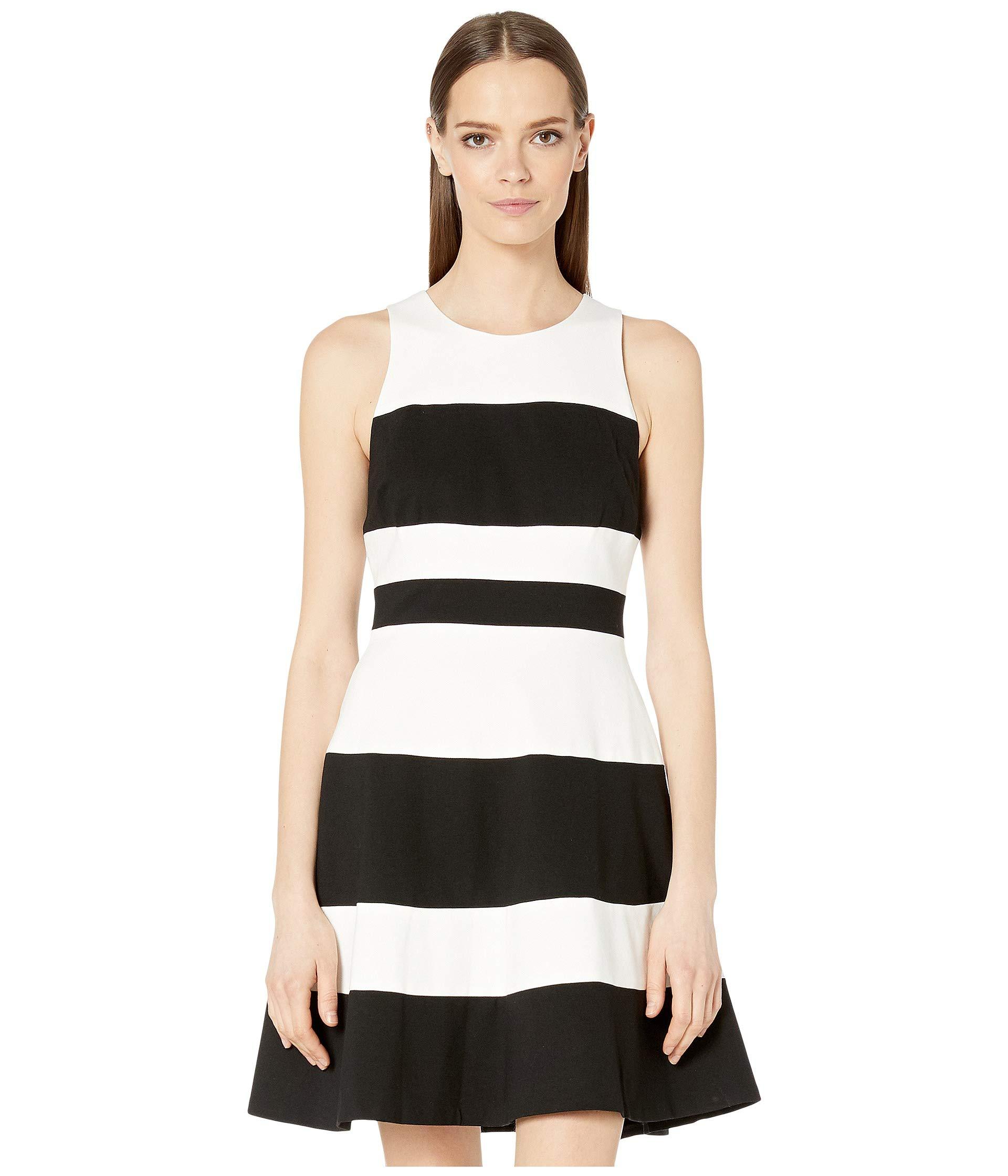 Kate Spade Synthetic Stripe Ponte A-line Dress in Black - Lyst