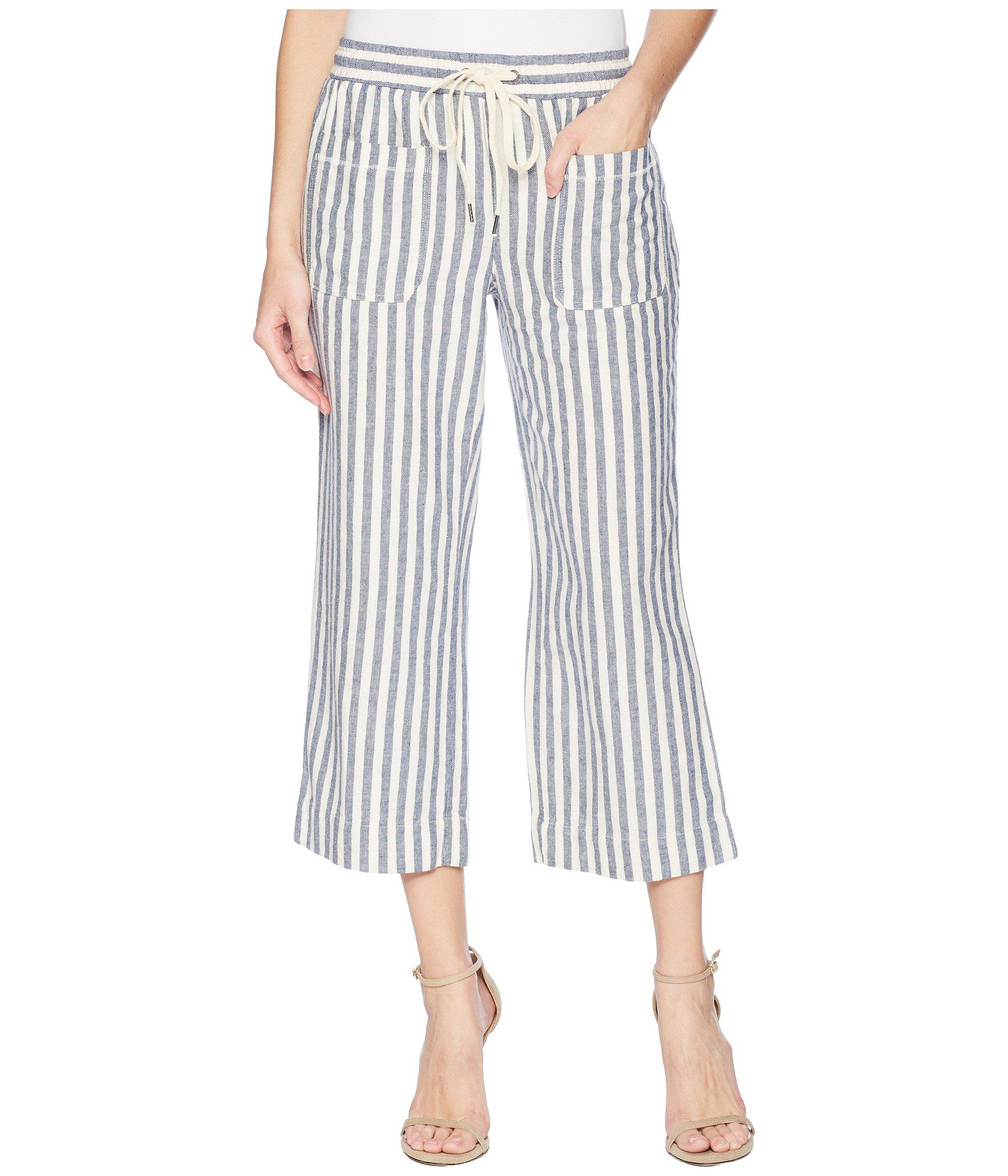 striped linen cropped pants