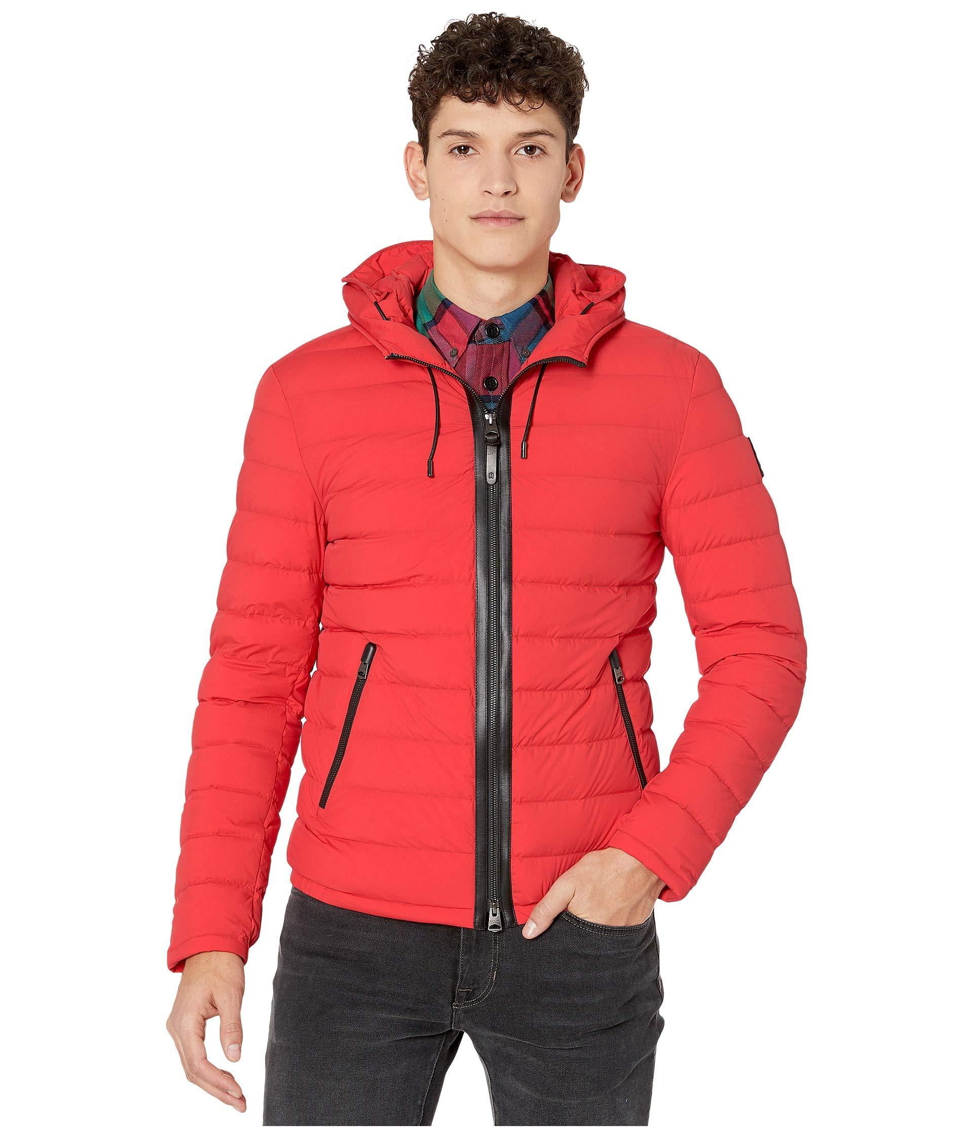 Mackage Leather Mike Stretch Puffer in Red for Men - Lyst