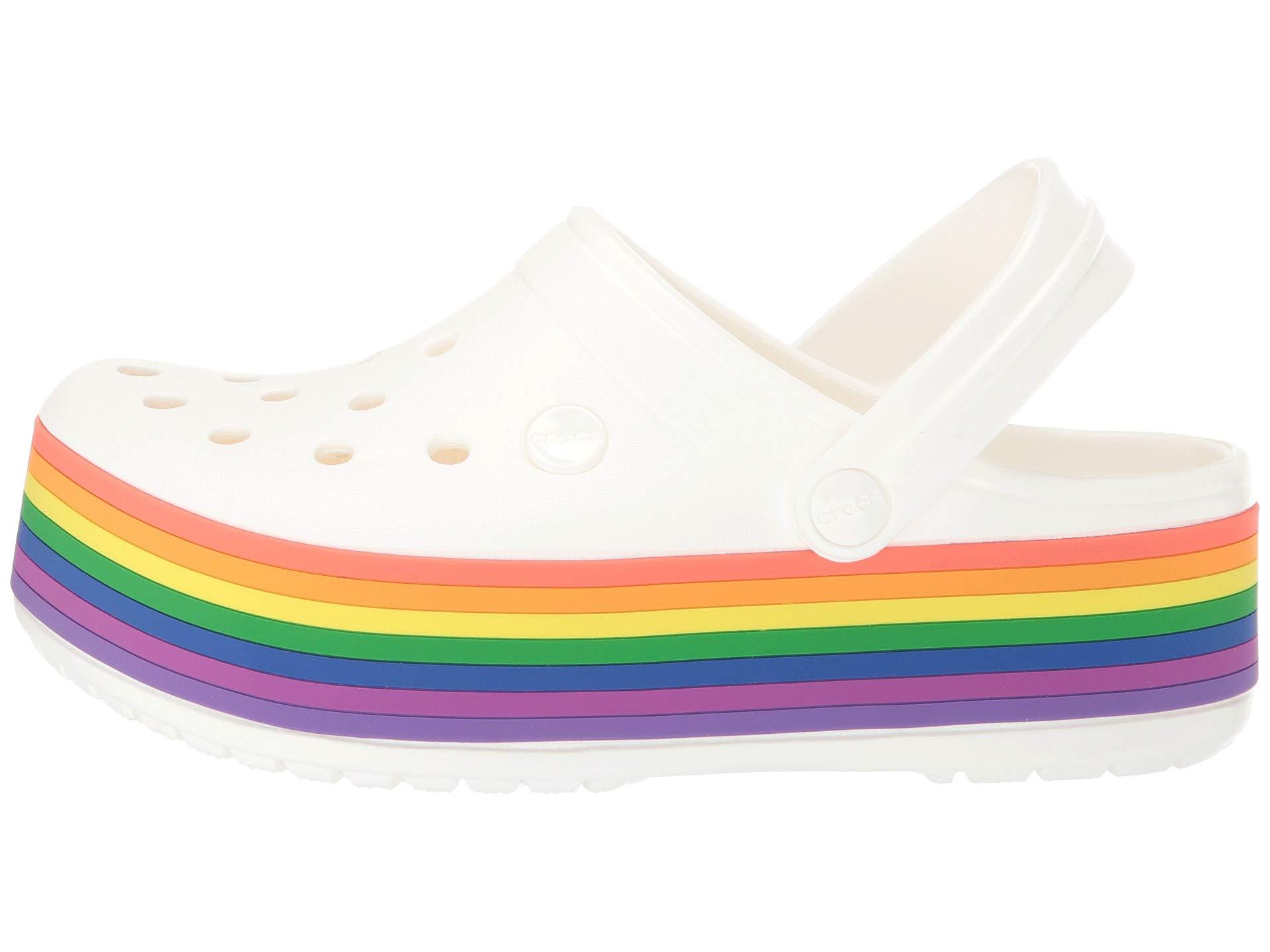 platform rainbow crocs