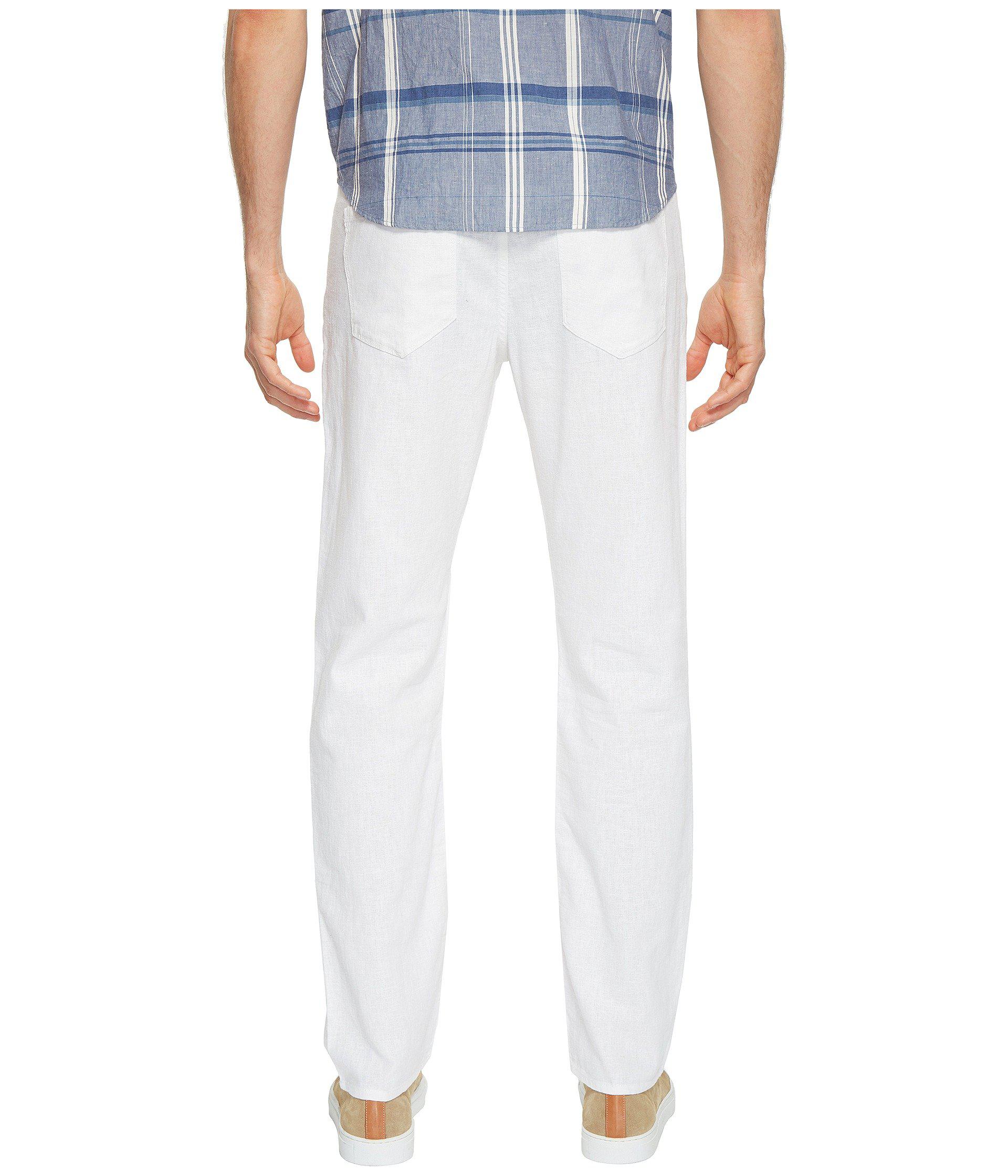 slim fit white linen pants
