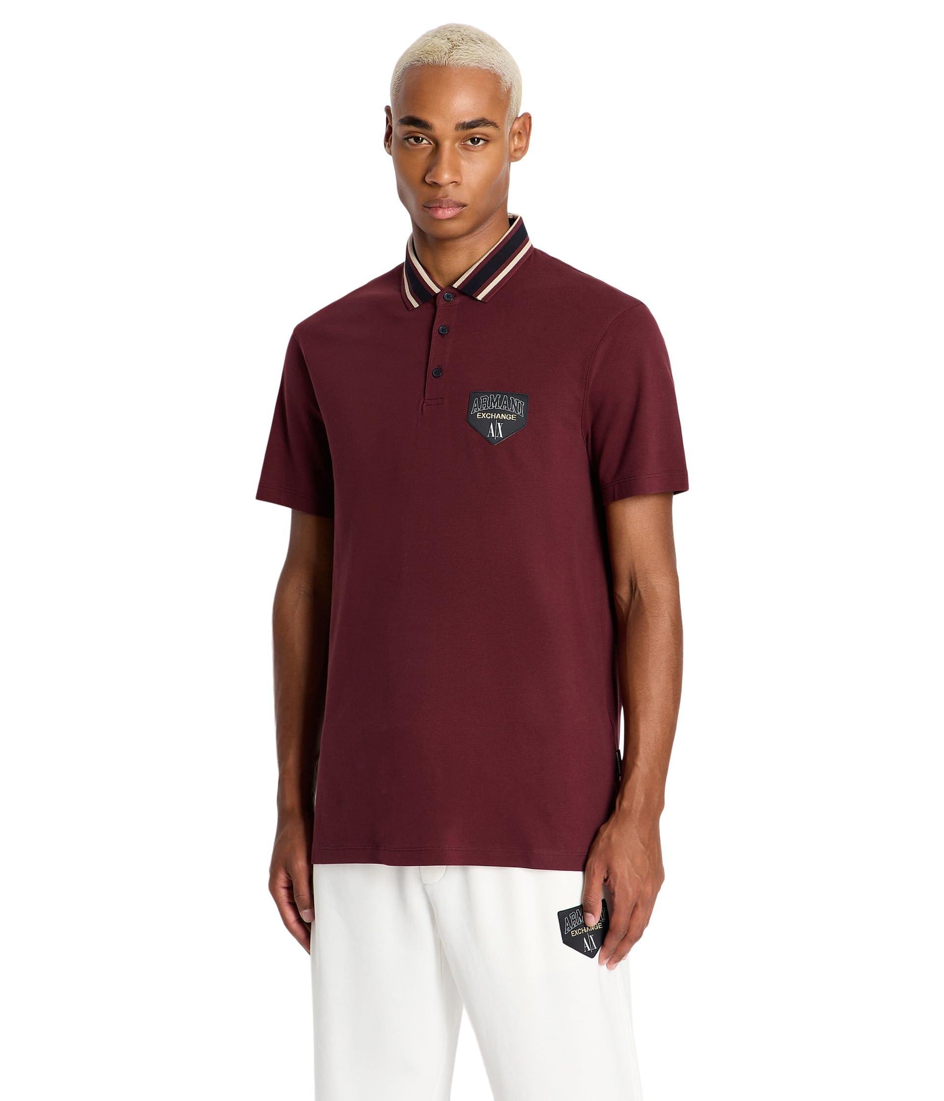 Armani Exchange Slim Fit Collegiate Logo Polo in Red for Men Lyst