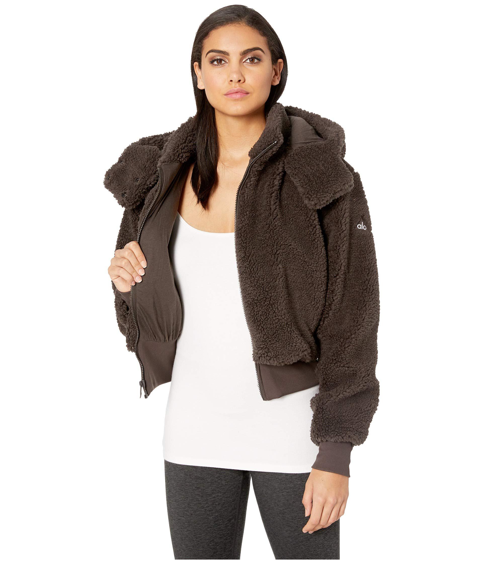 Alo Yoga Synthetic Foxy Sherpa Jacket (dark Coco) Coat in Brown - Lyst