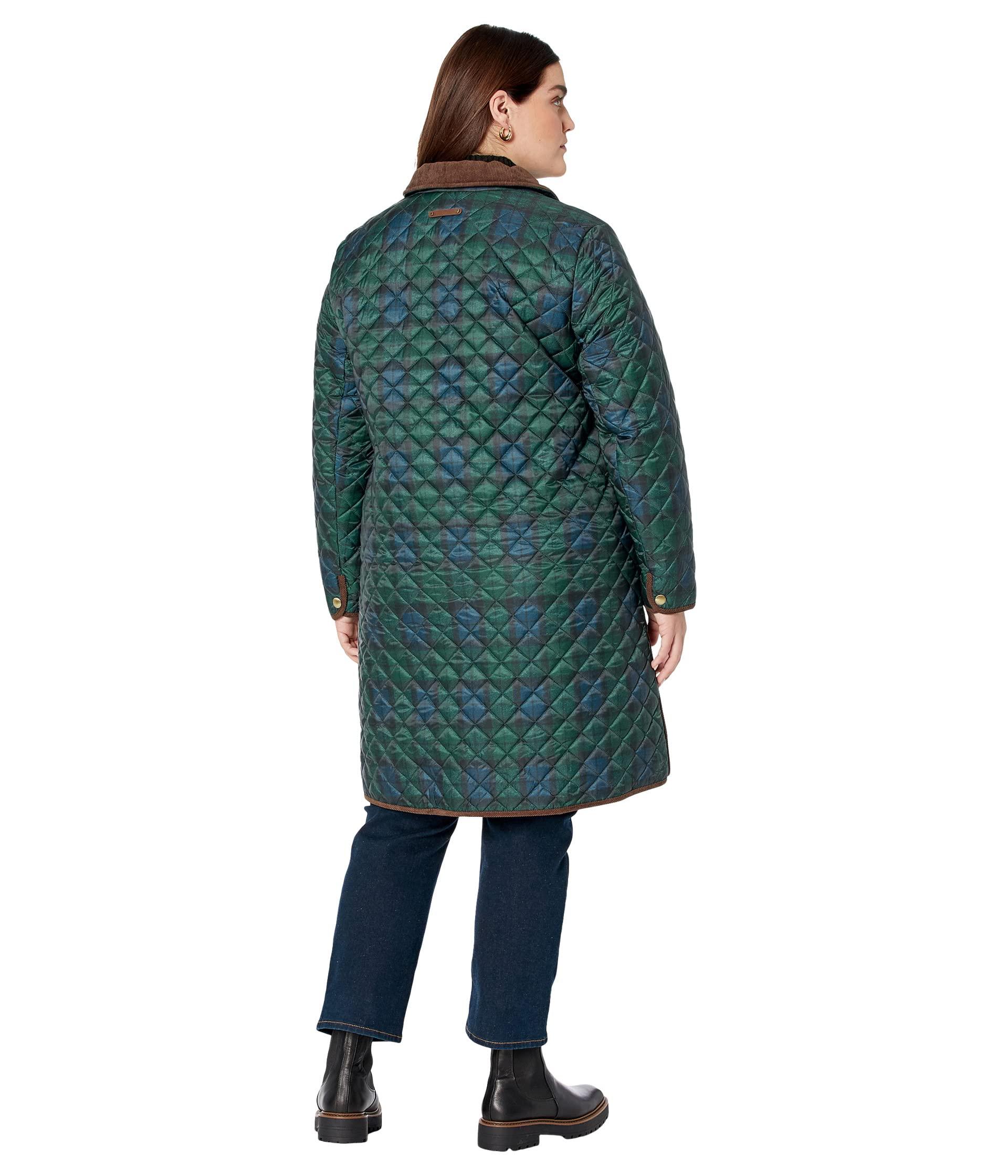 Lauren by Ralph Lauren Plus Size Quilted A-line Jacket With Corduroy Collar  in Green | Lyst