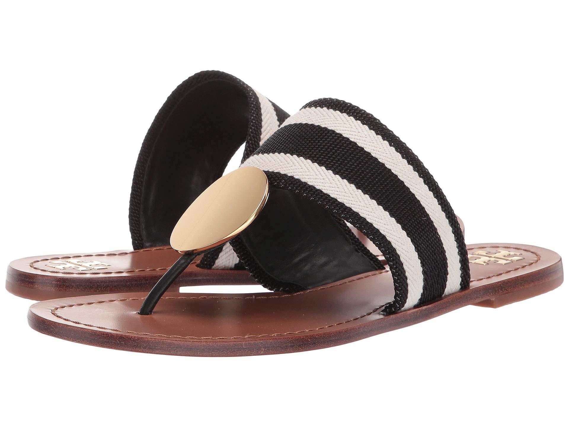 tory burch patos flat jeweled disk sandals