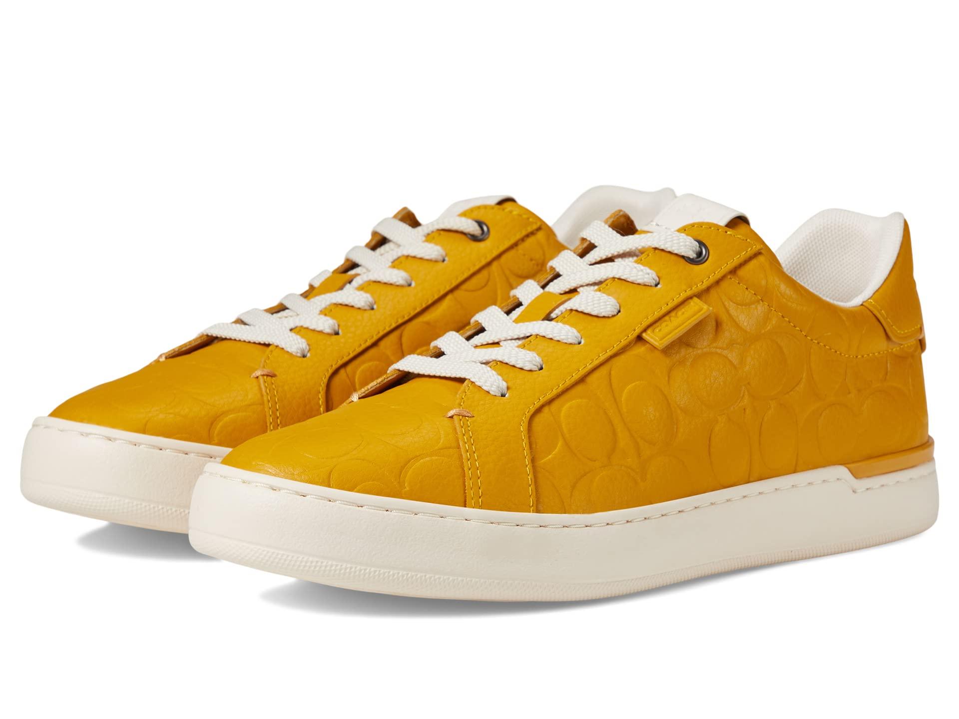 COACH Lowline Signature Leather Low Top in Yellow for Men | Lyst