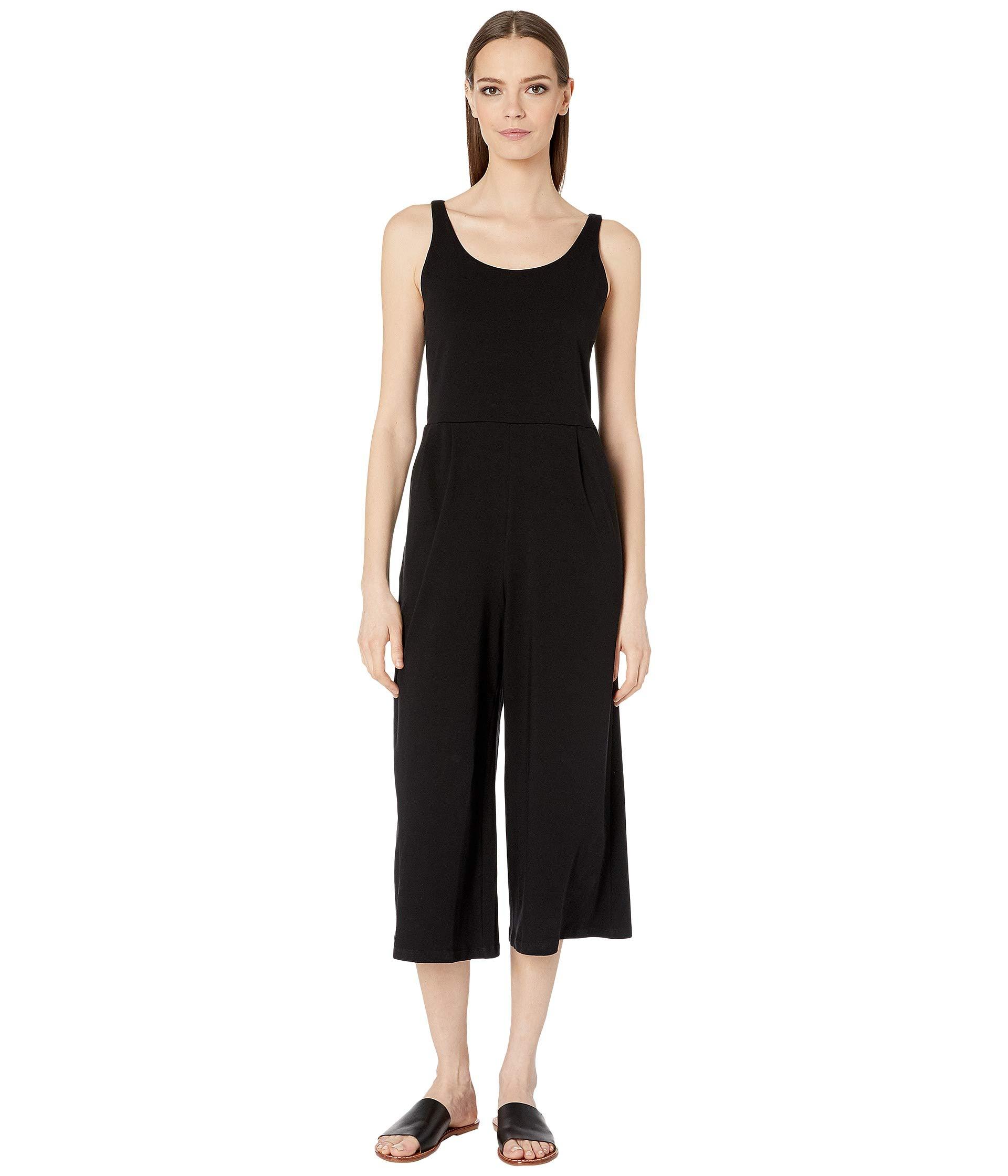 Eileen Fisher Cotton Stretch Jersey Cami Jumpsuit in Black - Lyst