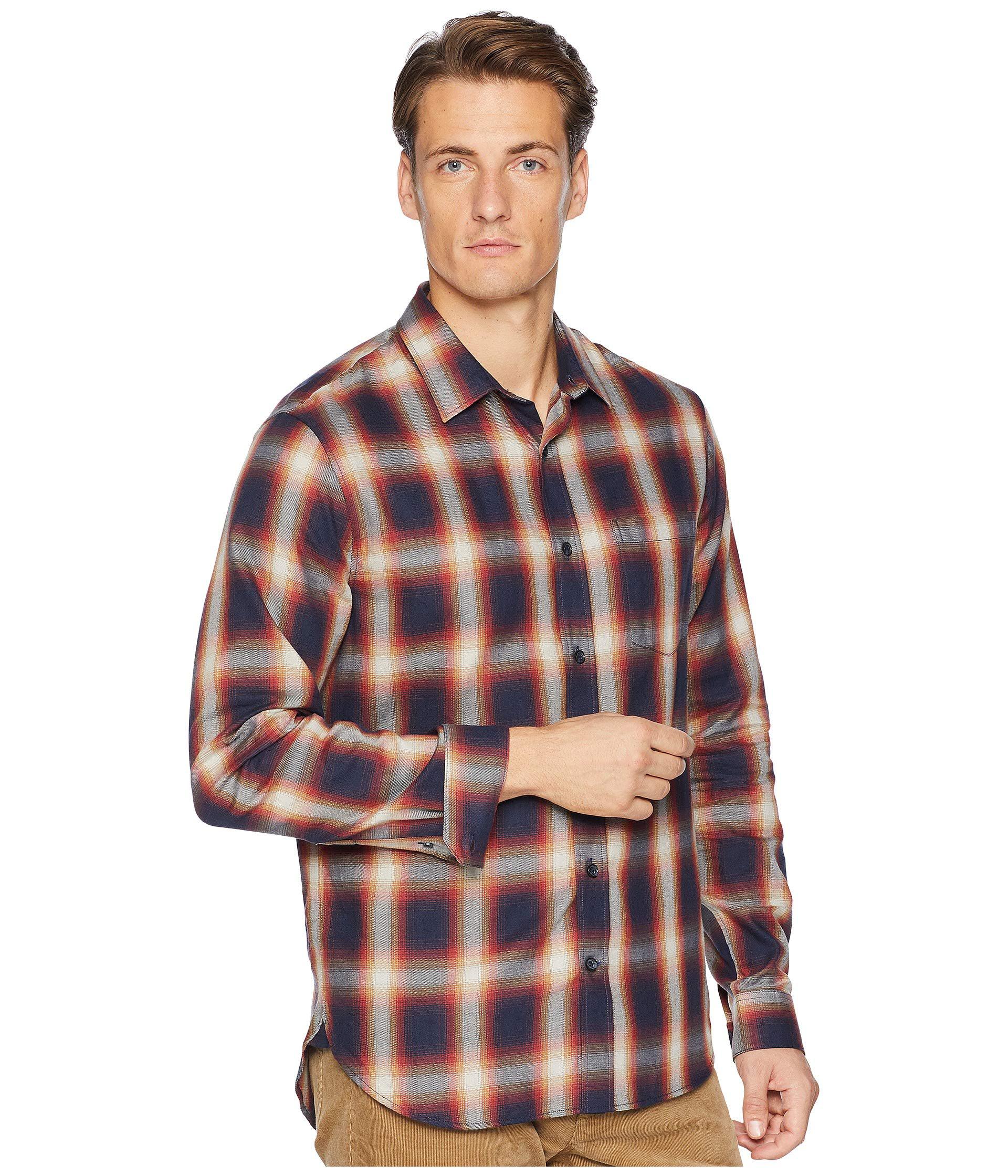 Vince Mens Shadow Plaid Long Sleeve