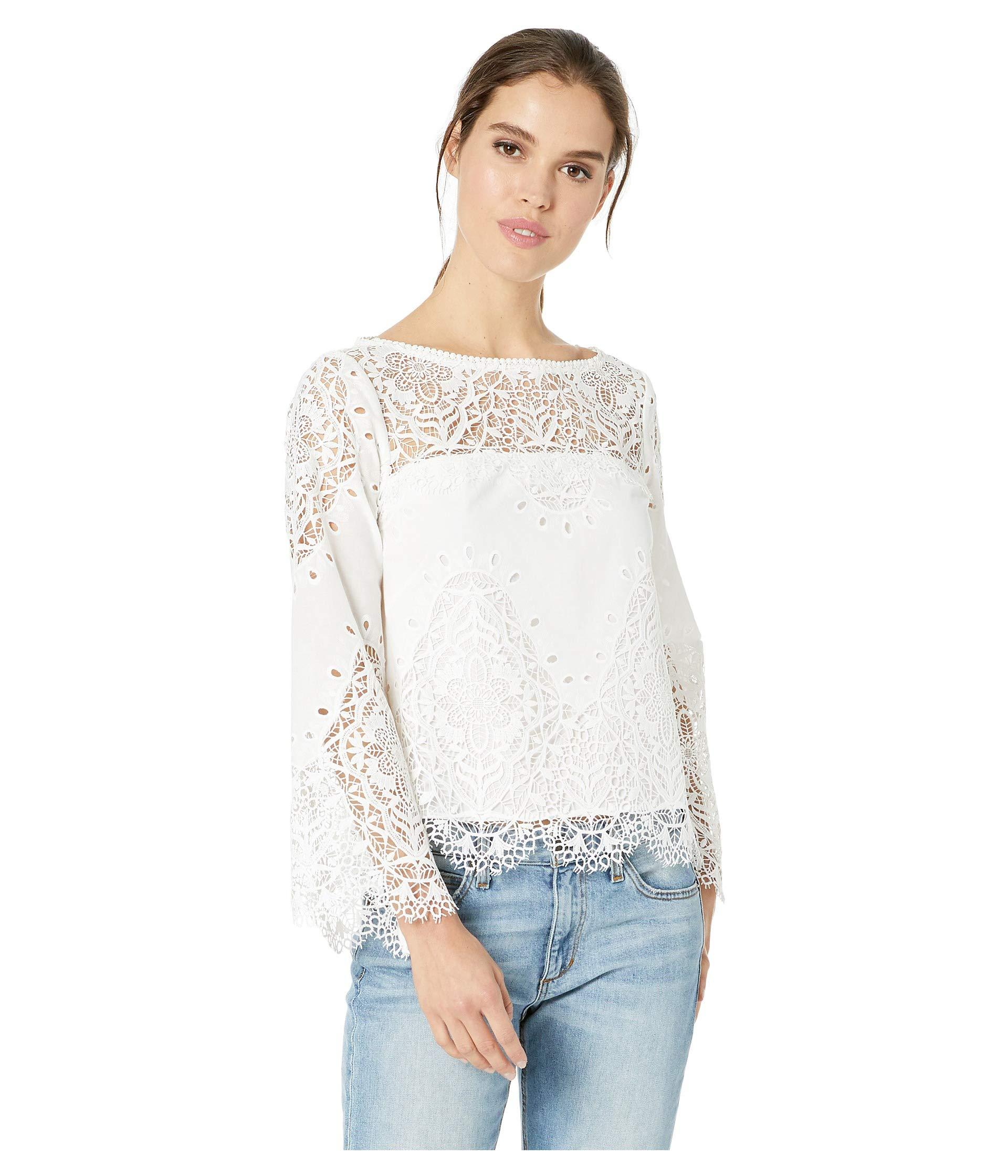 Nanette Lepore Cotton Lacey Top in White - Lyst