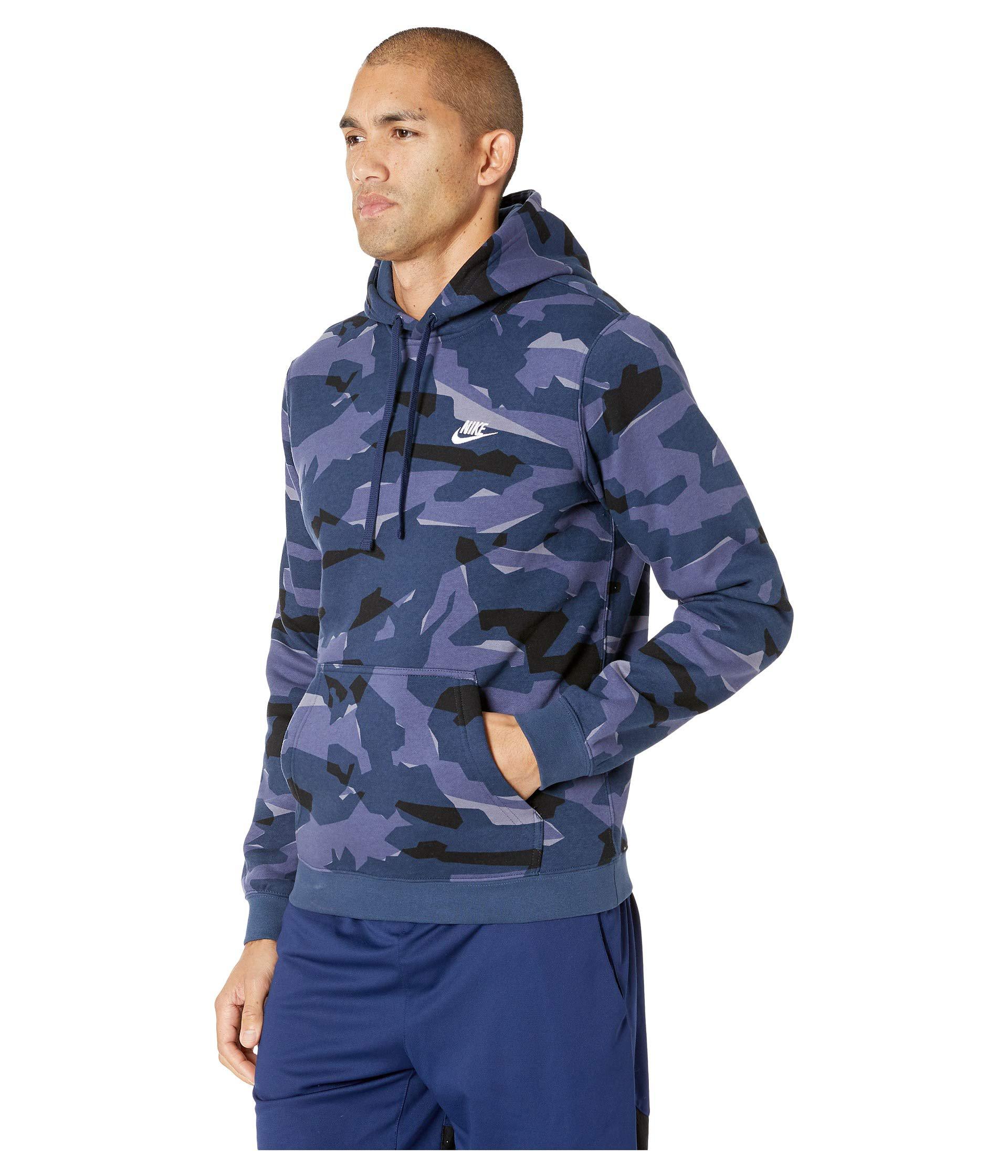 Nike Cotton Nsw Club Camo Hoodie Full Zip Bb (midnight Navy/midnight  Navy/white) Sweatshirt in Blue for Men | Lyst