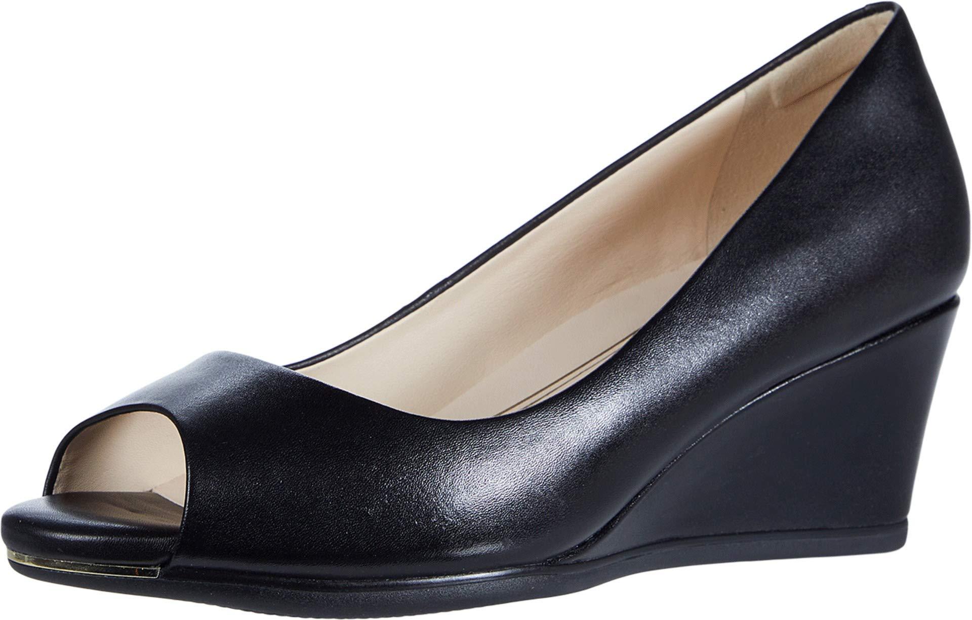 Cole Haan Leather Grand Ambition Open Toe Wedge in Black - Lyst
