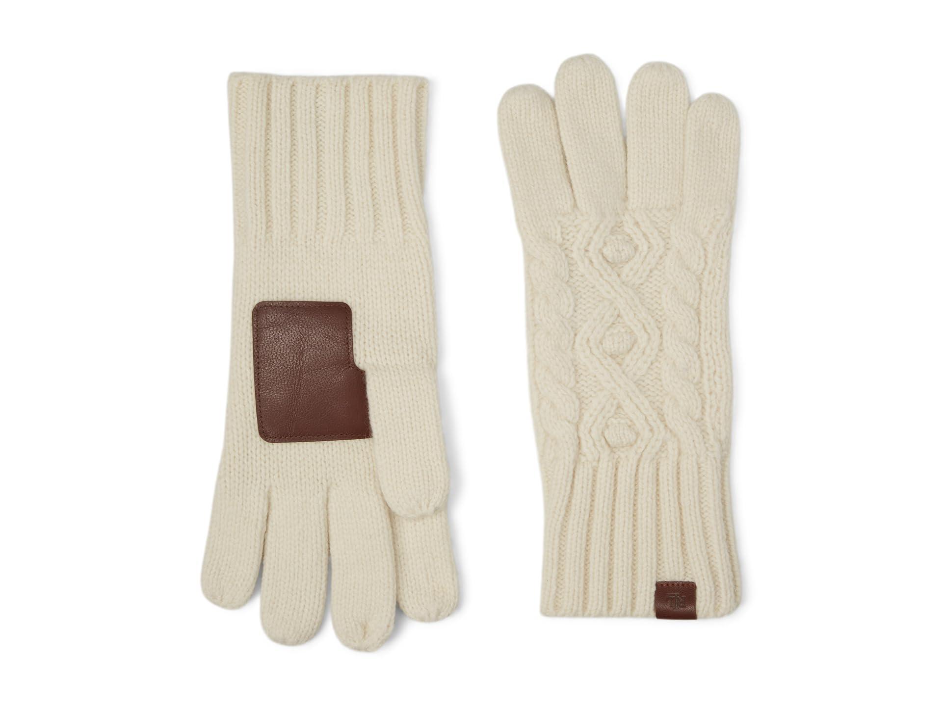 Womens Horseshoe Crochet Back Gloves With Leather Palm