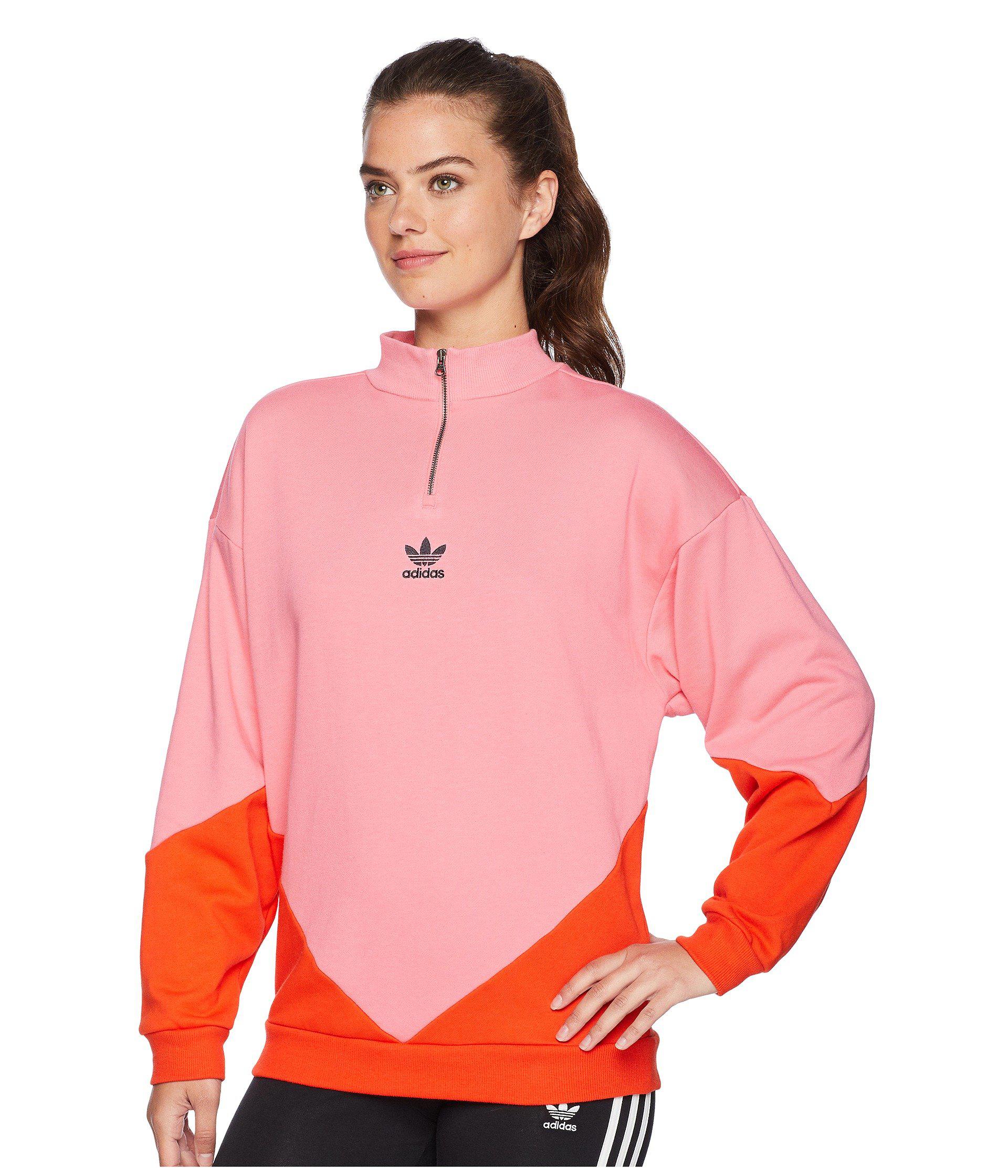adidas Originals Cotton Colorado Panelled Half Zip Sweatshirt In Pink - Lyst