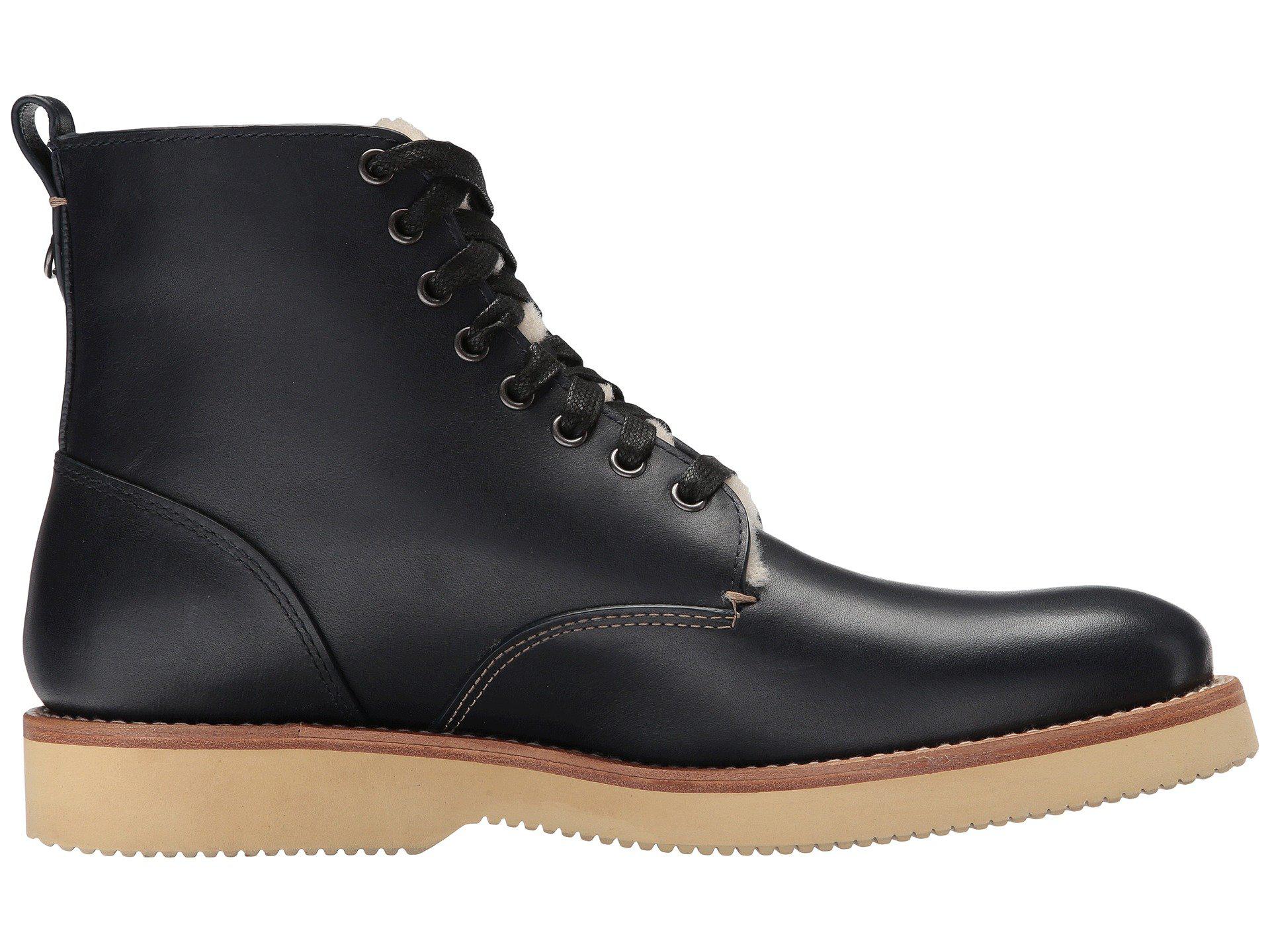 COACH Leather Shearling Derby Boot (midnight Navy) Men's Boots for Men ...