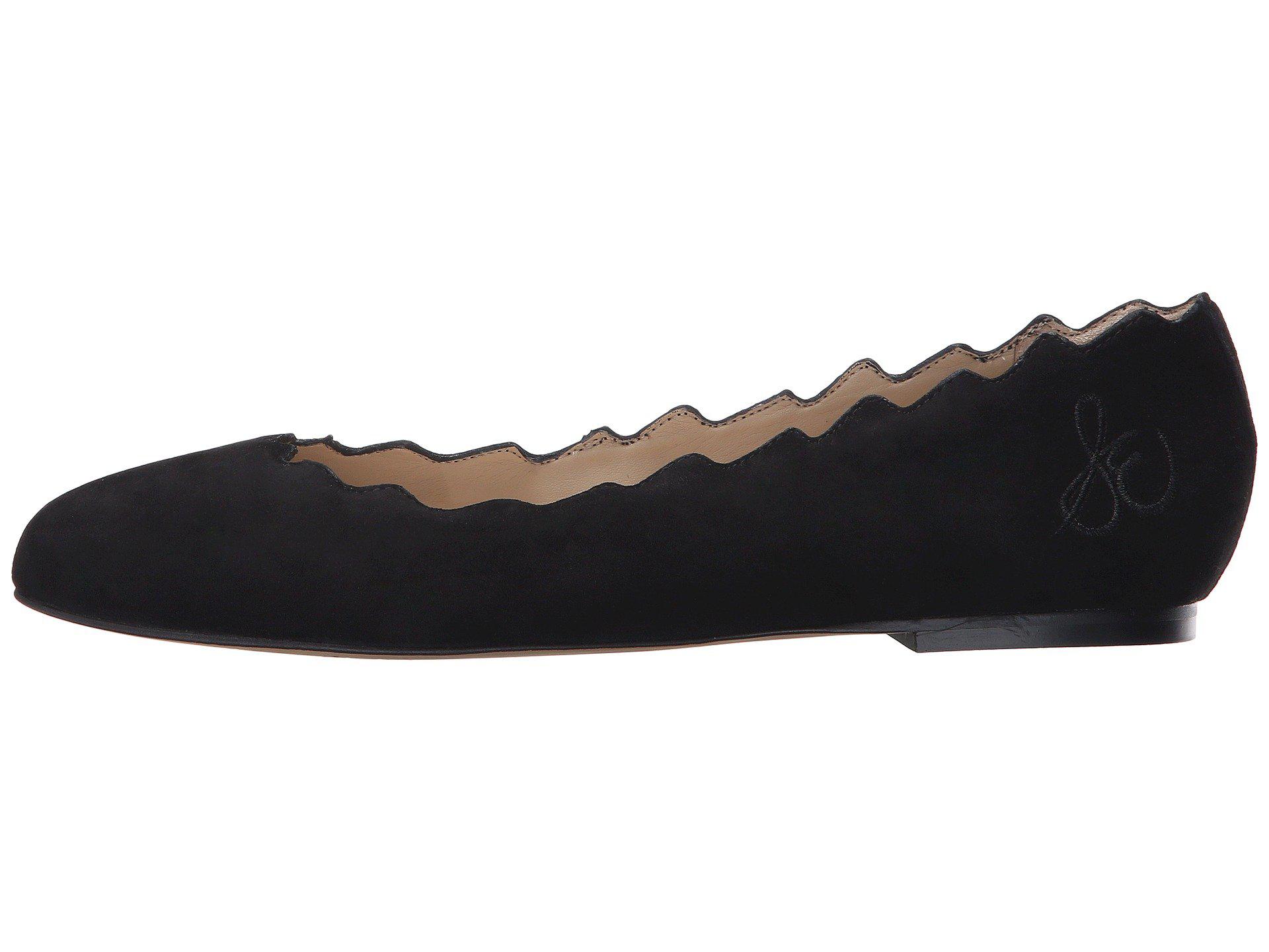 Sam Edelman Francis Scalloped Suede Ballet Flats in Black Lyst