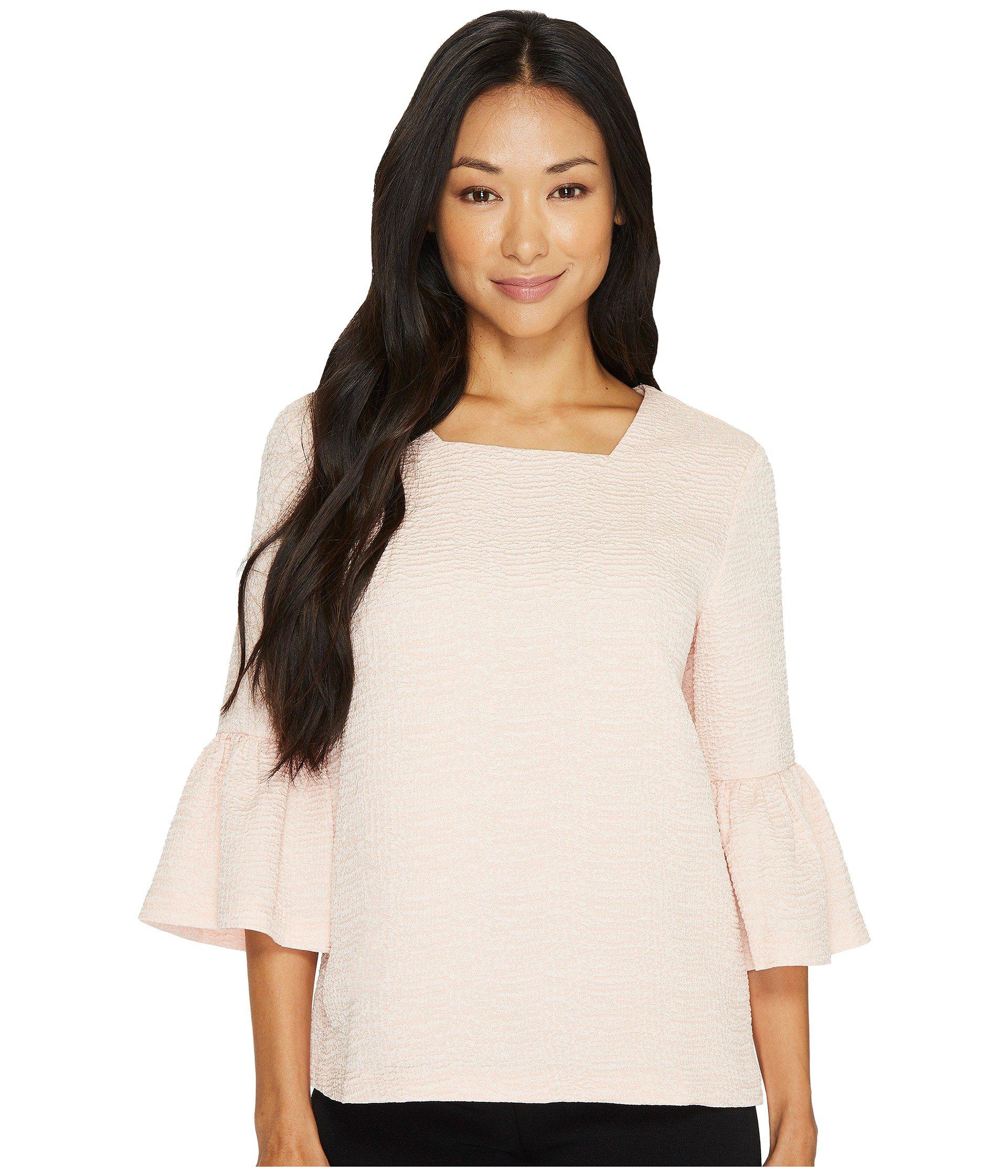 lyst calvin klein textured square neck flutter sleeve blouse lyst calvin klein textured square neck flutter sleeve blouse
