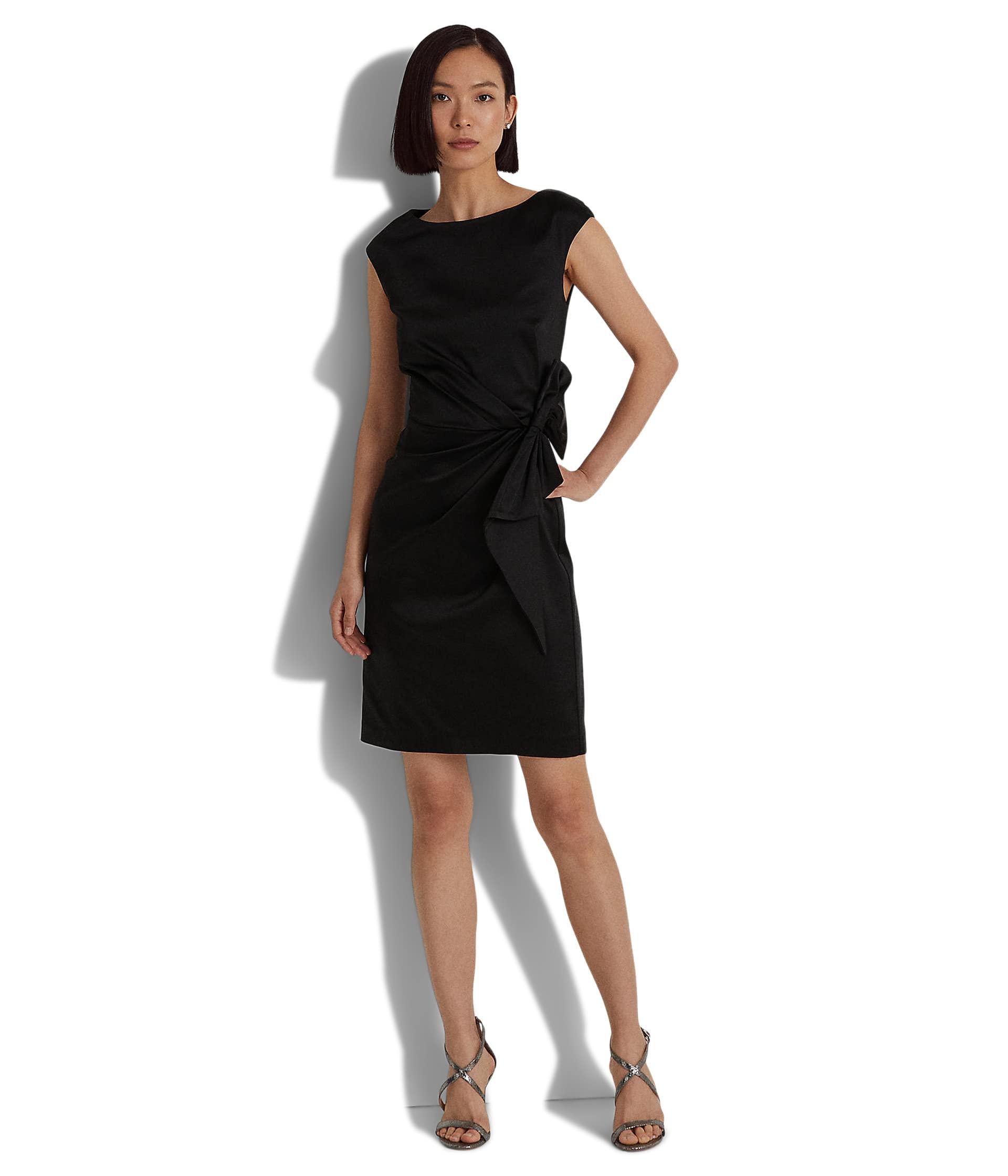 Lauren by Ralph Lauren Tiewaist Charmeuse Cocktail Dress in Black Lyst