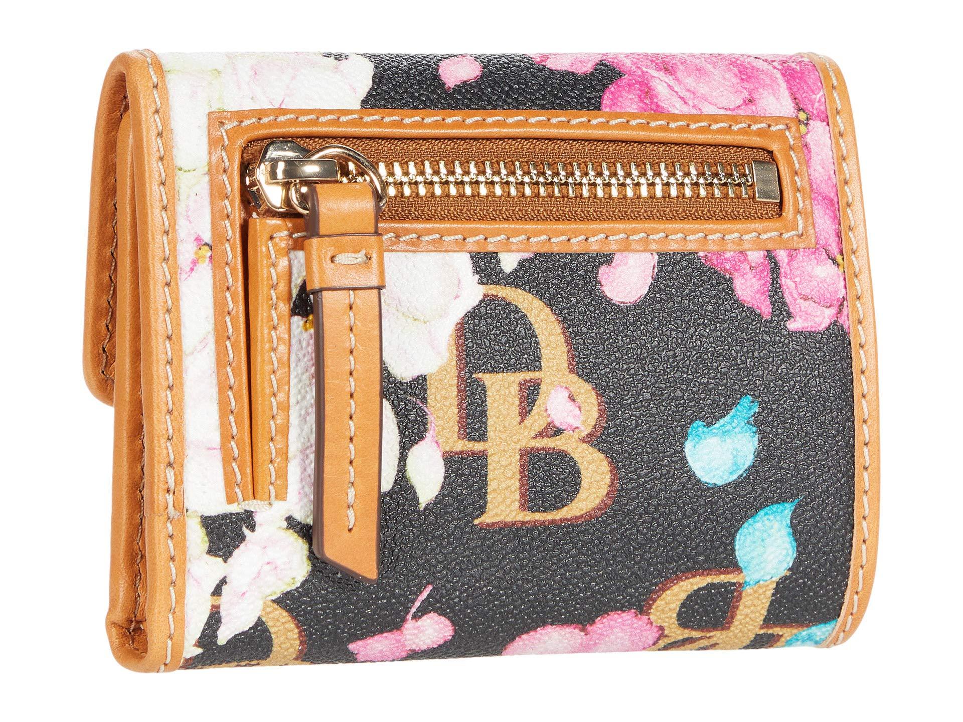 Dooney & Bourke Hydrangea Monogram Small Flap Wallet in Black