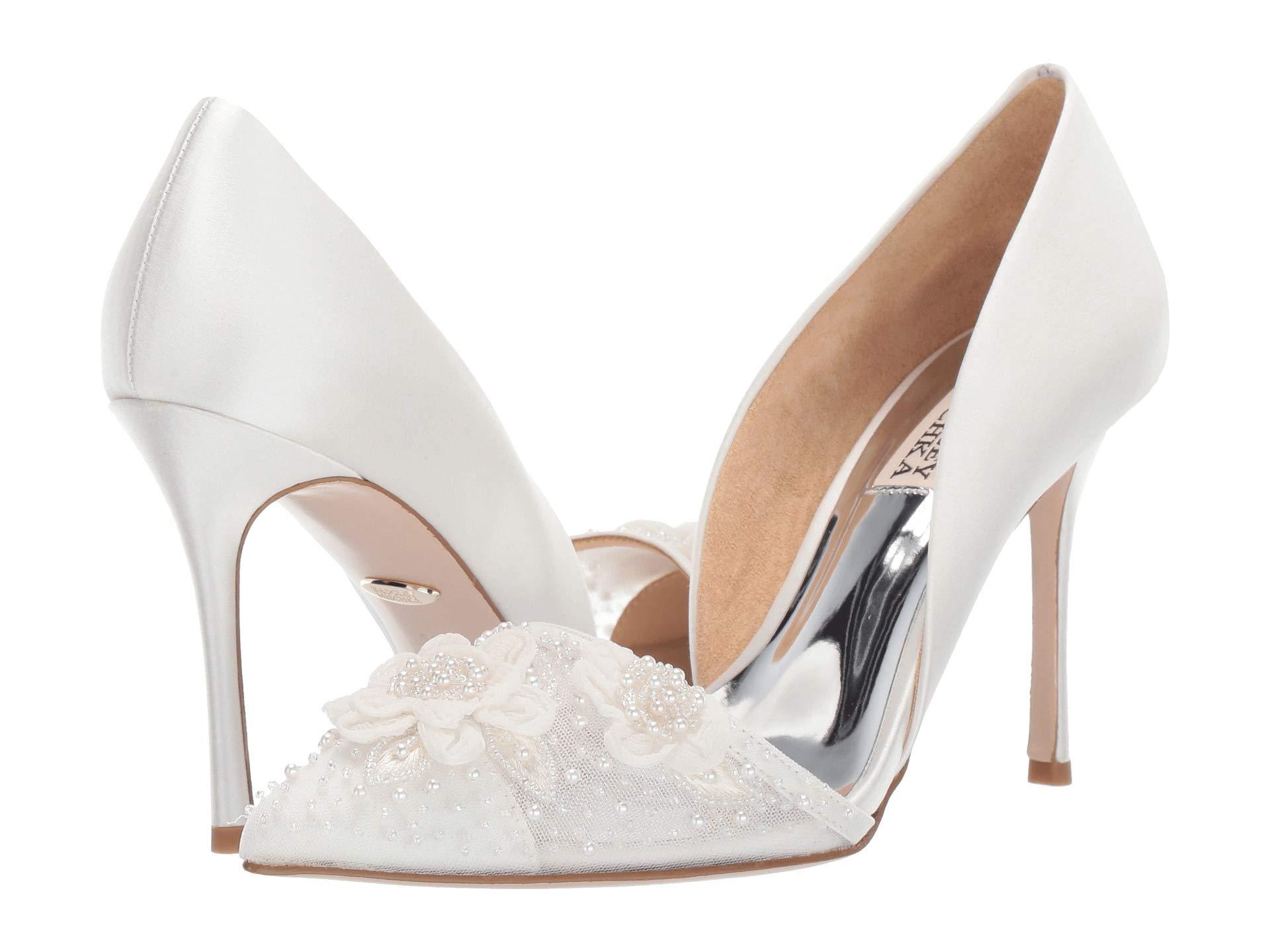 badgley mischka white satin