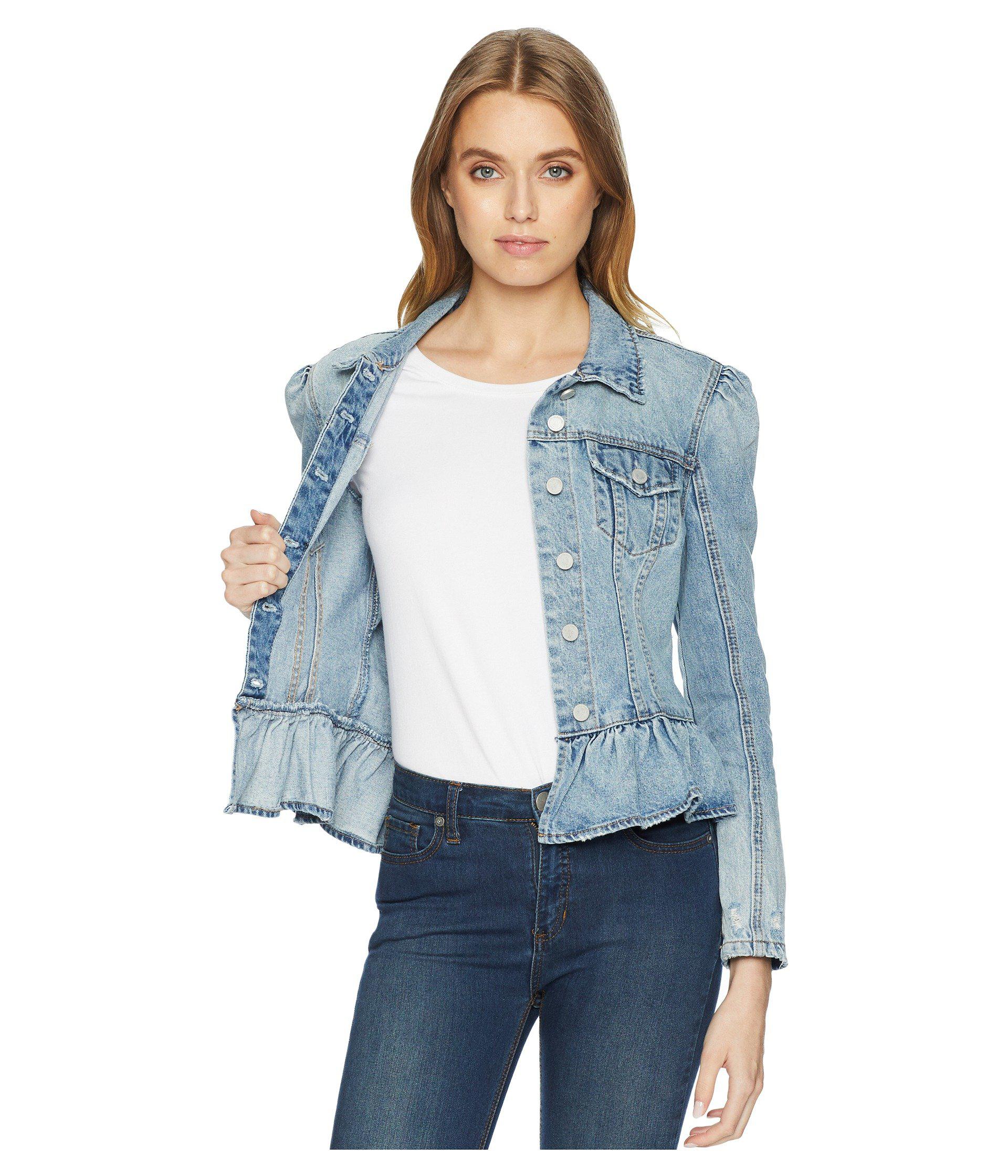 Blank NYC Denim Jacket With Ruffle Detail In Situationship ...