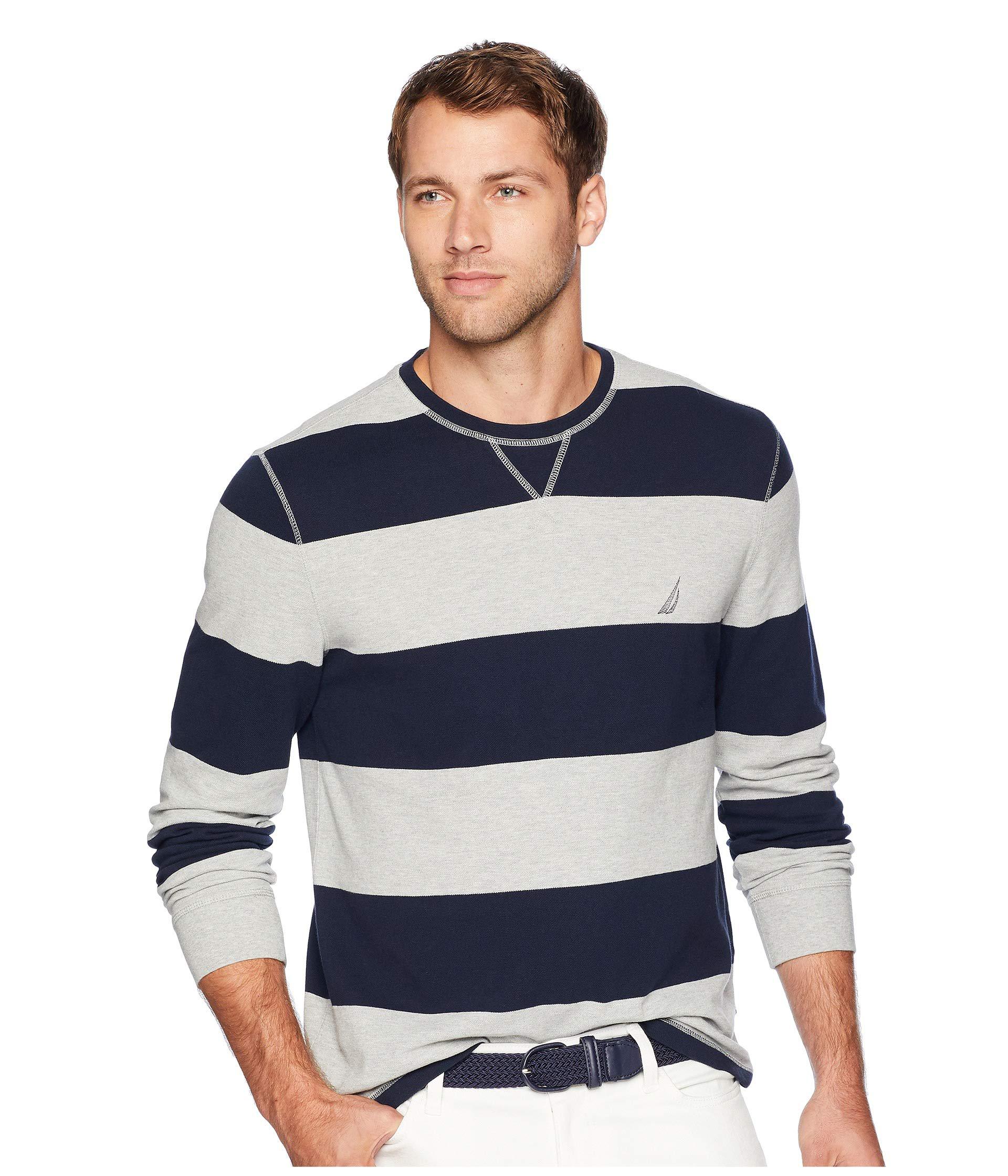 Lyst - Nautica Long Sleeve Rugby Stripe Sweater (marshmallow) Men's ...